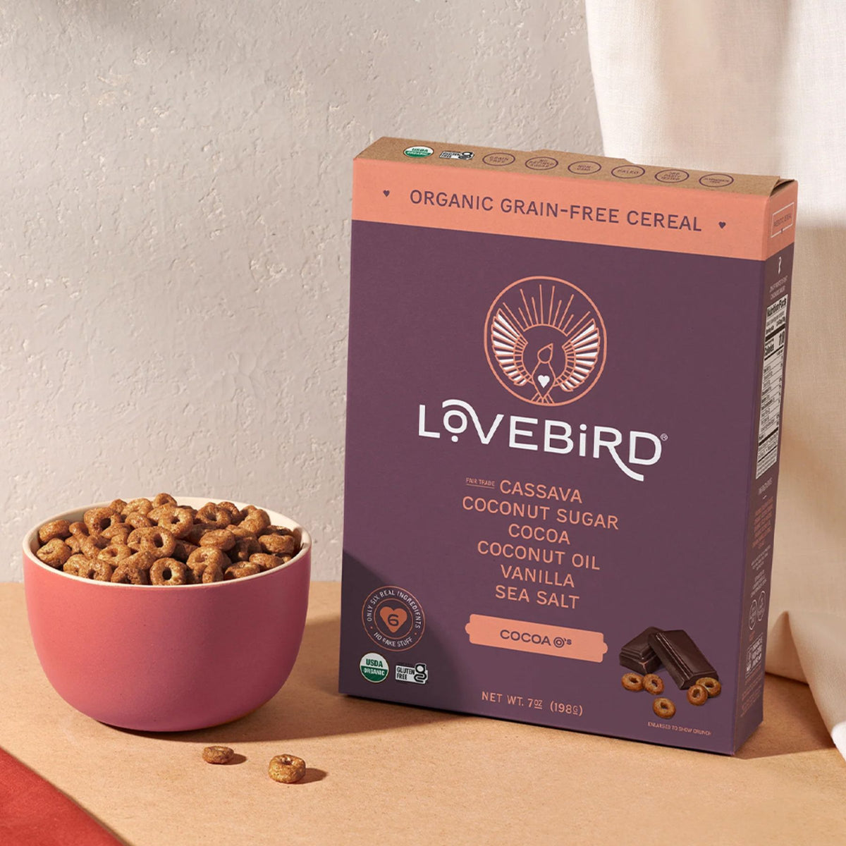 Lovebird Organic Grain-Free Cocoa O's Cereal 198g