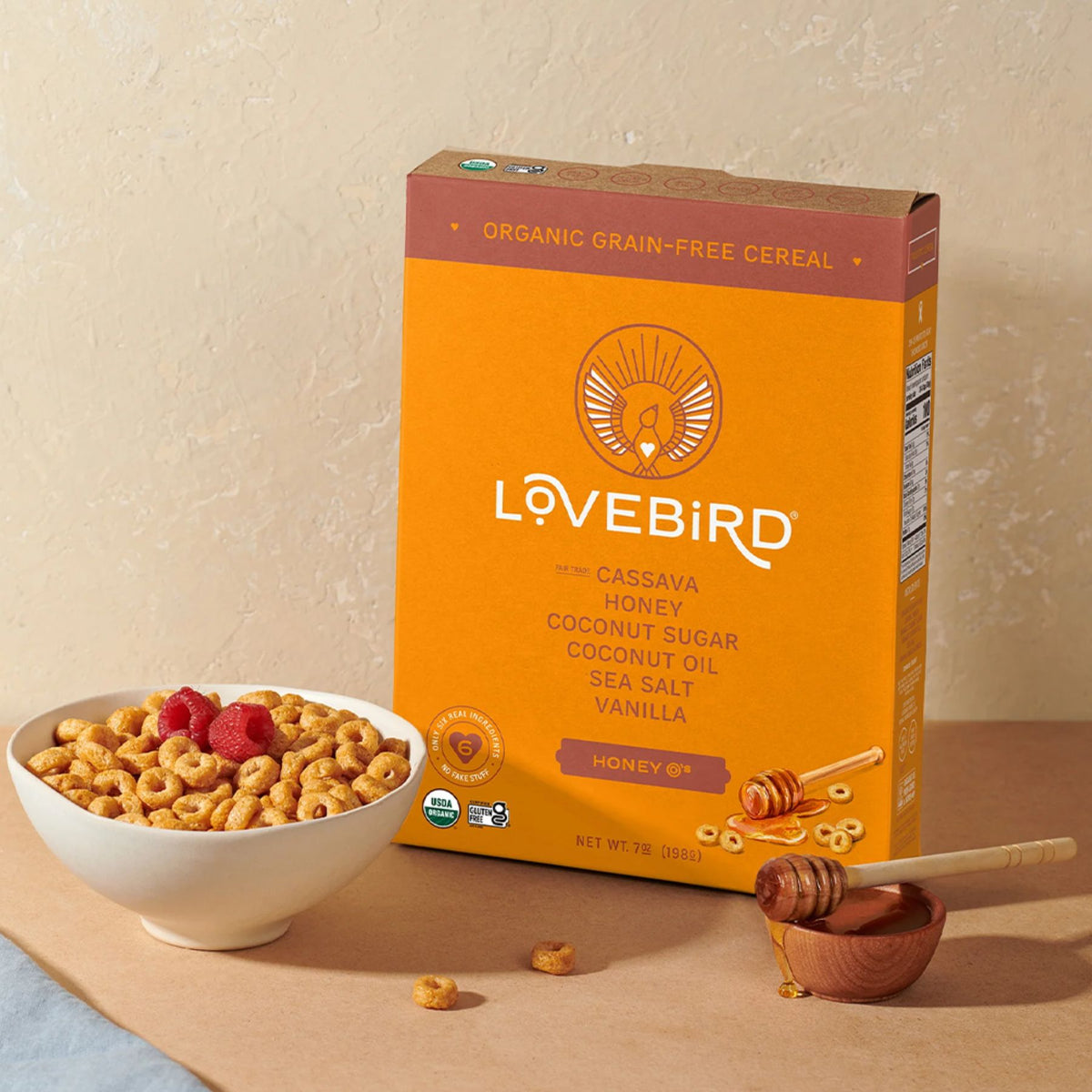 Lovebird Organic Grain-Free Honey O's Cereal 198g
