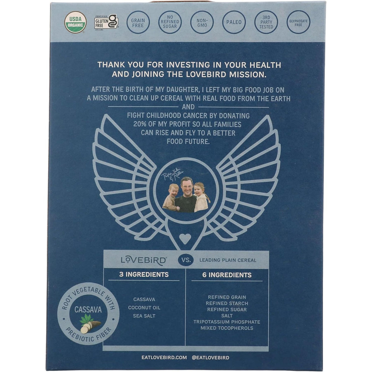 Lovebird Organic Grain-Free Unsweetened O's Cereal 198g