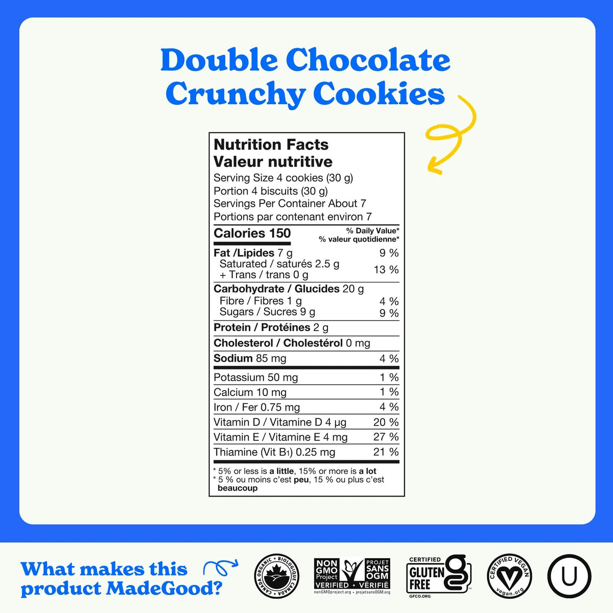 MadeGood Double Chocolate Crunchy Cookies 200g