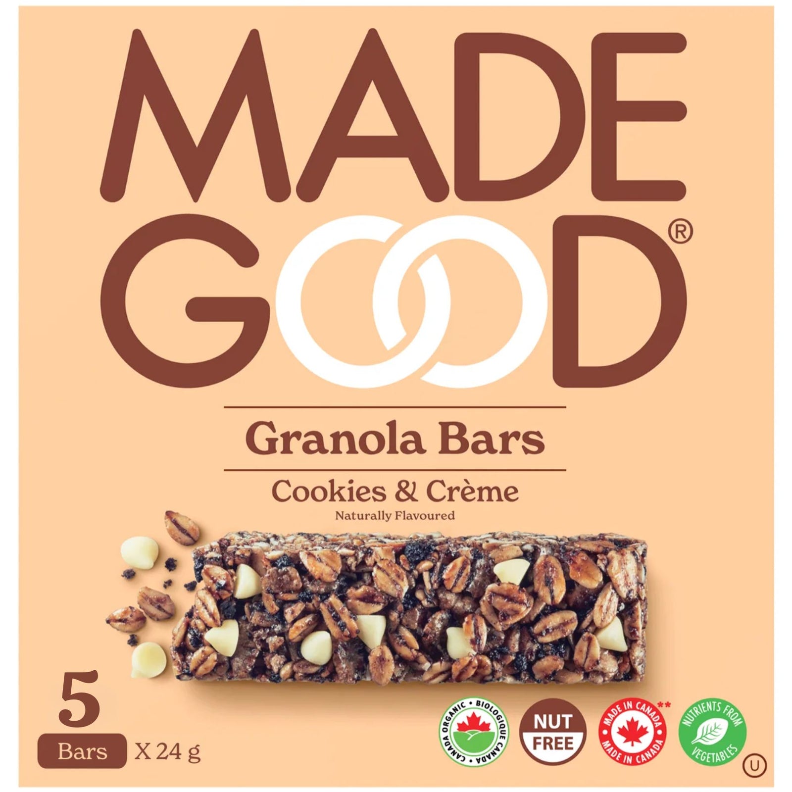 MadeGood Cookies & Crème Granola Bars 5x24g