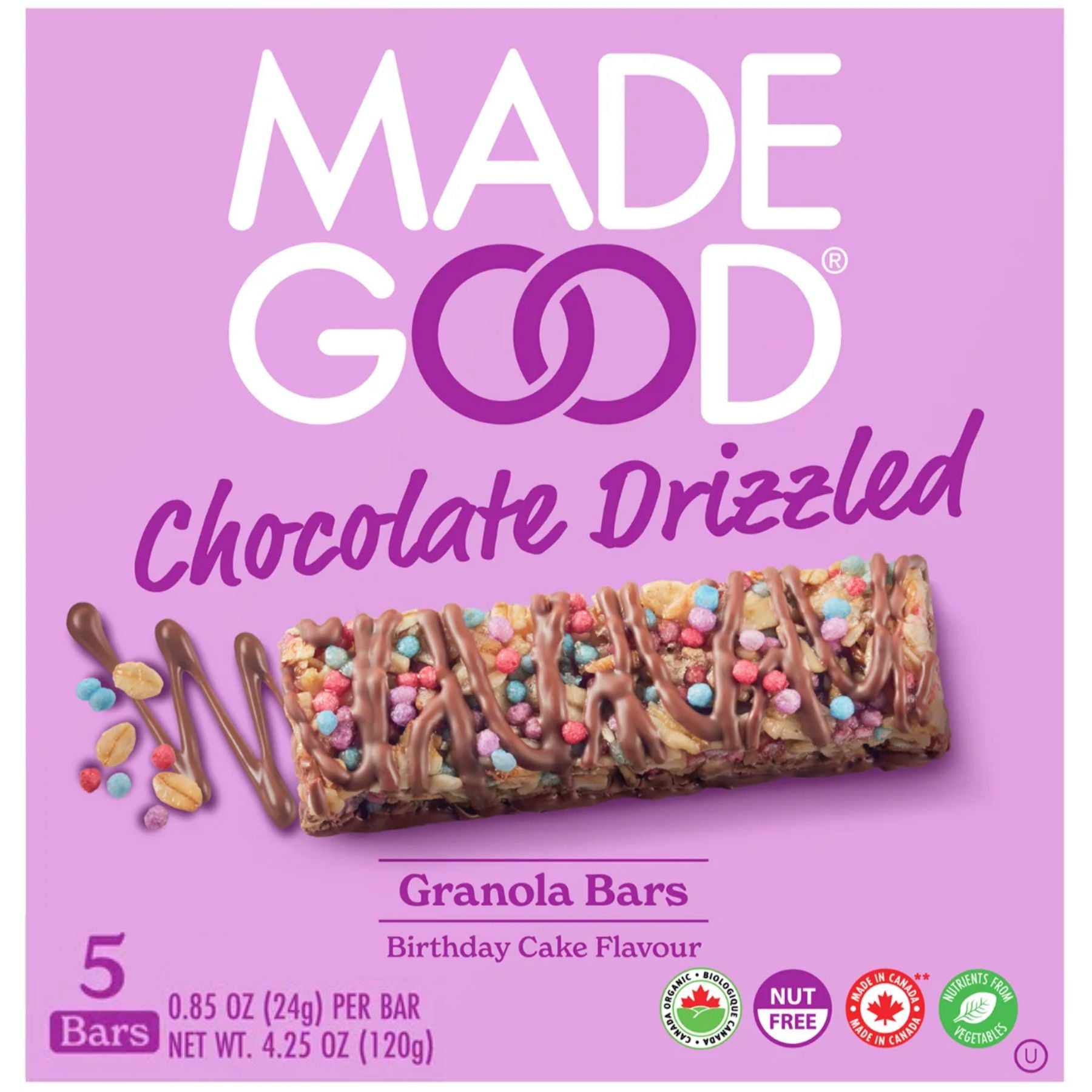 MadeGood Chocolate Drizzled Granola Bars Birthday Cake 5x24g