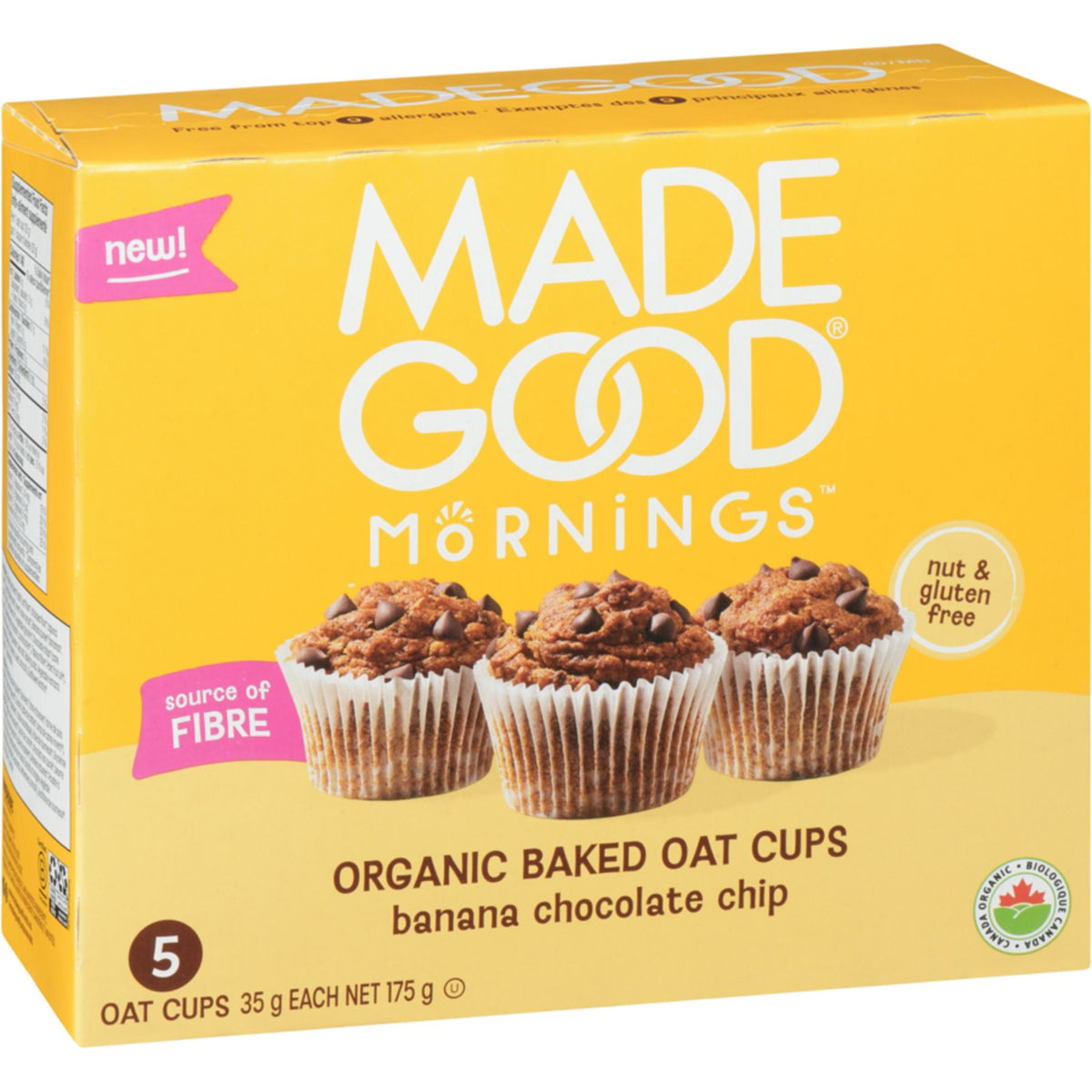 MadeGood Mornings Organic Baked Oat Cups Banana Chocolate Chip 5pk (5x35g)