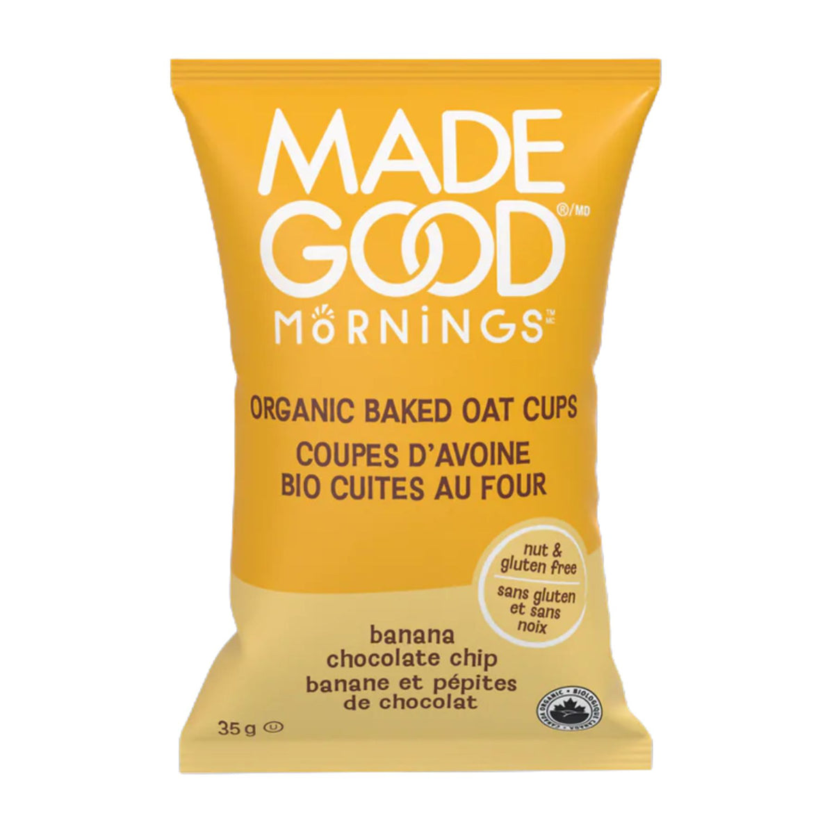 MadeGood Mornings Organic Baked Oat Cups Banana Chocolate Chip 5pk (5x35g)