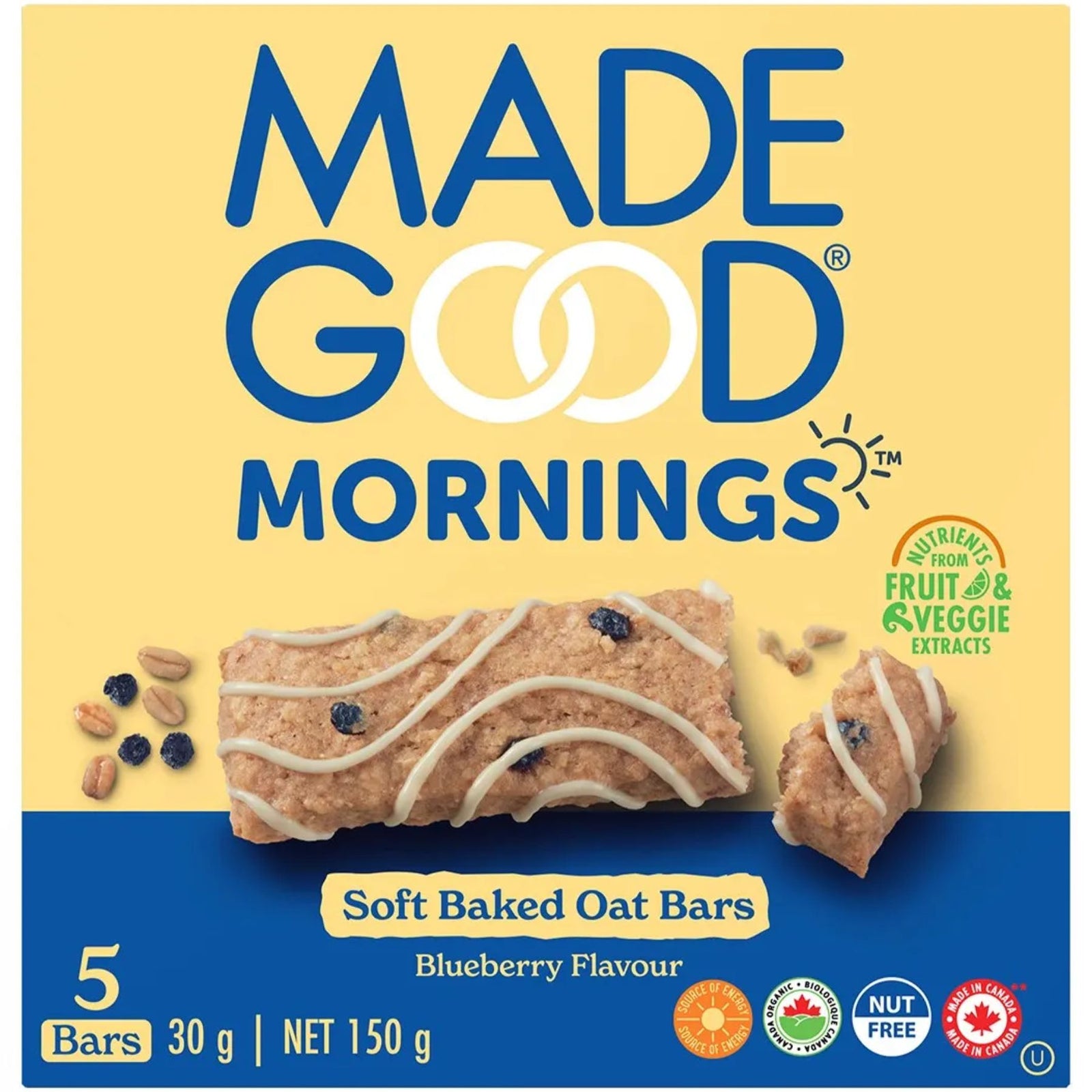 MadeGood Mornings Blueberry Soft Baked Bars 5x30g