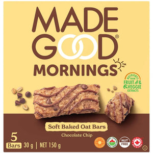 MadeGood Mornings Chocolate Chip Soft Baked Bars 5x30g