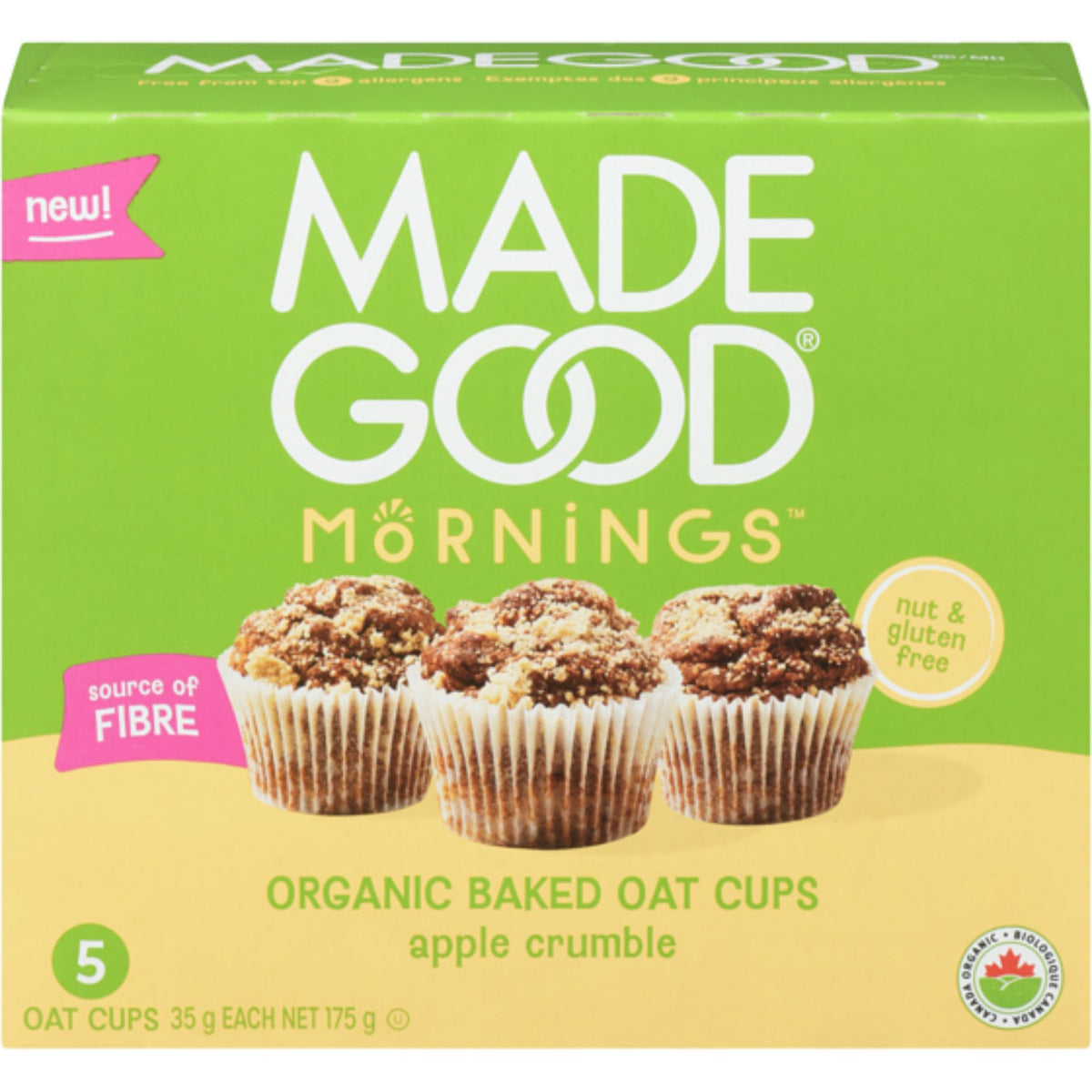 MadeGood Mornings Organic Baked Oat Cups Apple Crumble 5pk (5x35g)