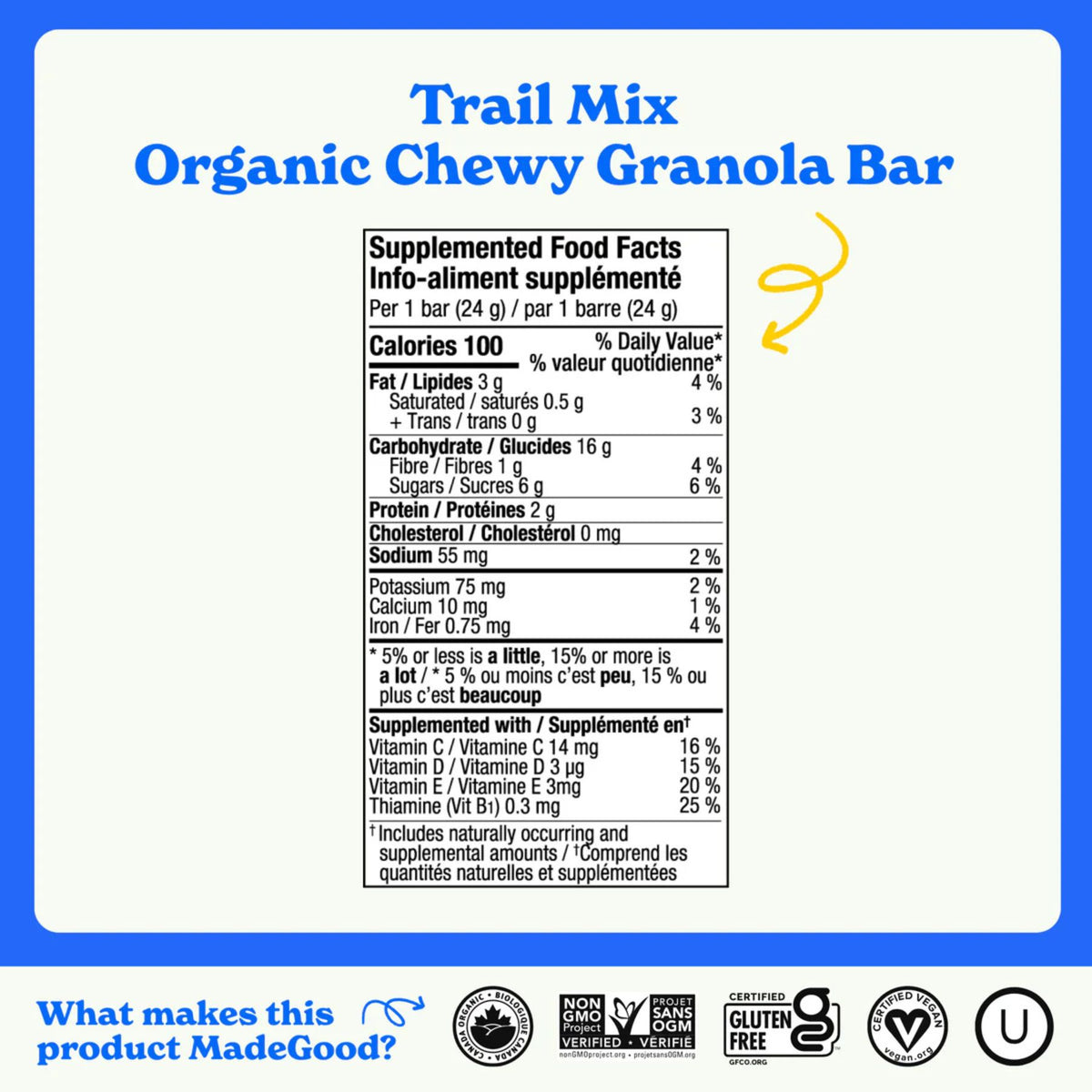 MadeGood Earth Month Trail Mix Organic Chewy Granola Bars 5x24g