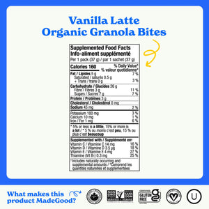 MadeGood Organic Granola Bites Vanilla Latte 5x37g