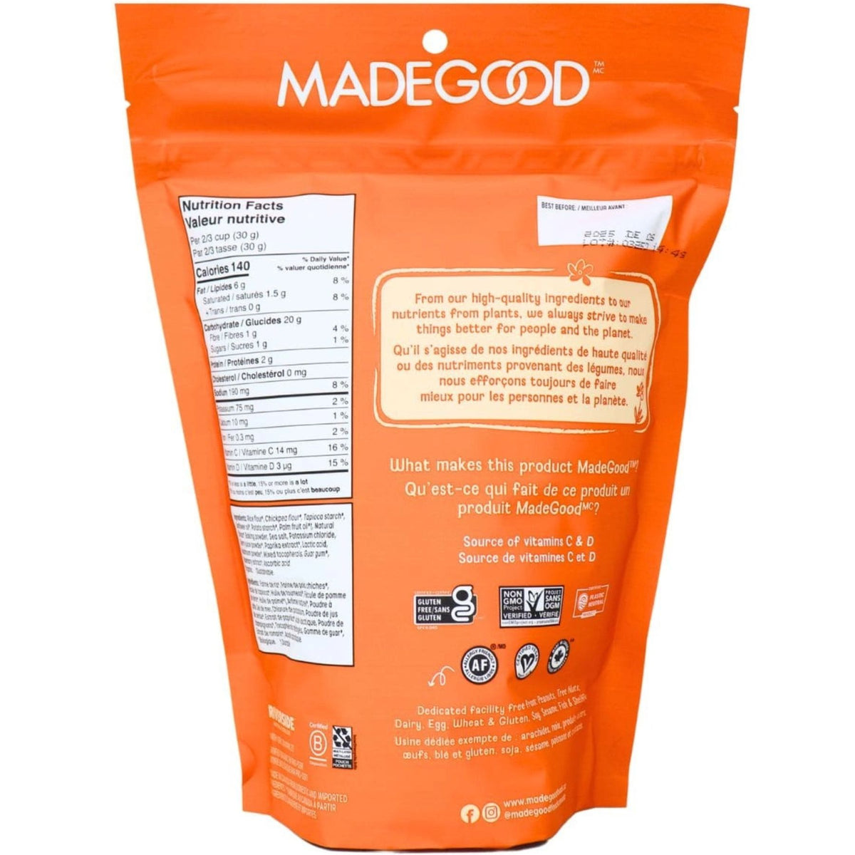 MadeGood Organic Star Puffed Crackers Cheddar Flavour 121g