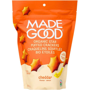 MadeGood Organic Star Puffed Crackers Cheddar Flavour 121g