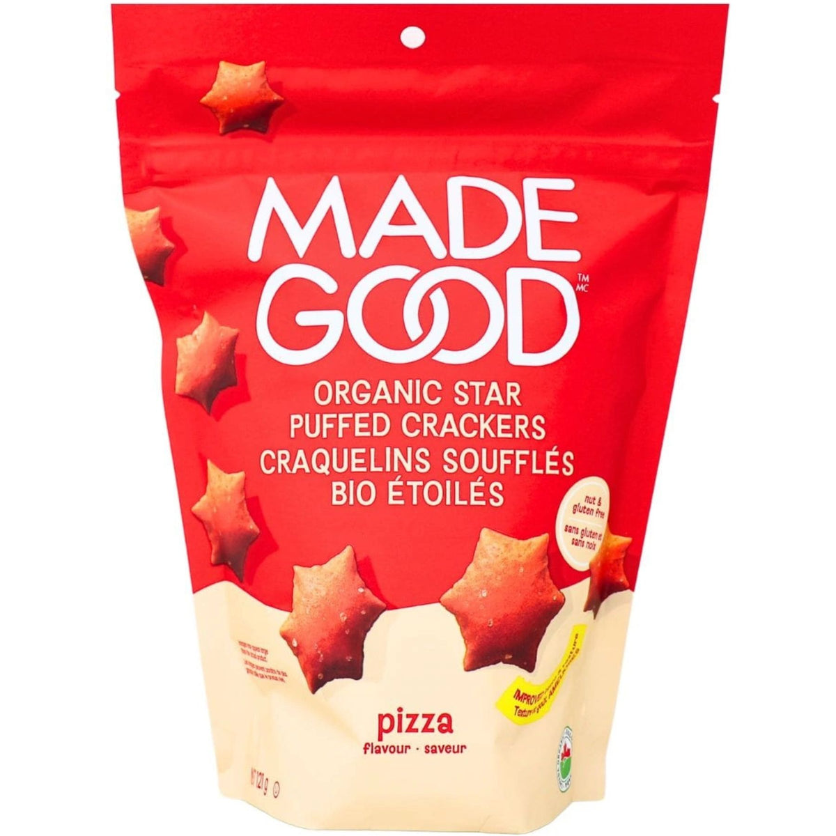 MadeGood Organic Star Puffed Crackers Pizza Flavour 121g