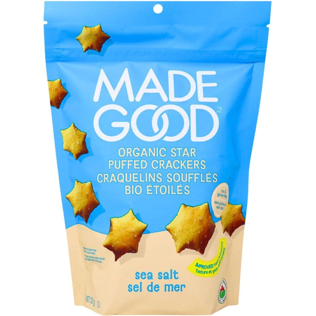 MadeGood Organic Star Puffed Crackers Sea Salt 121g