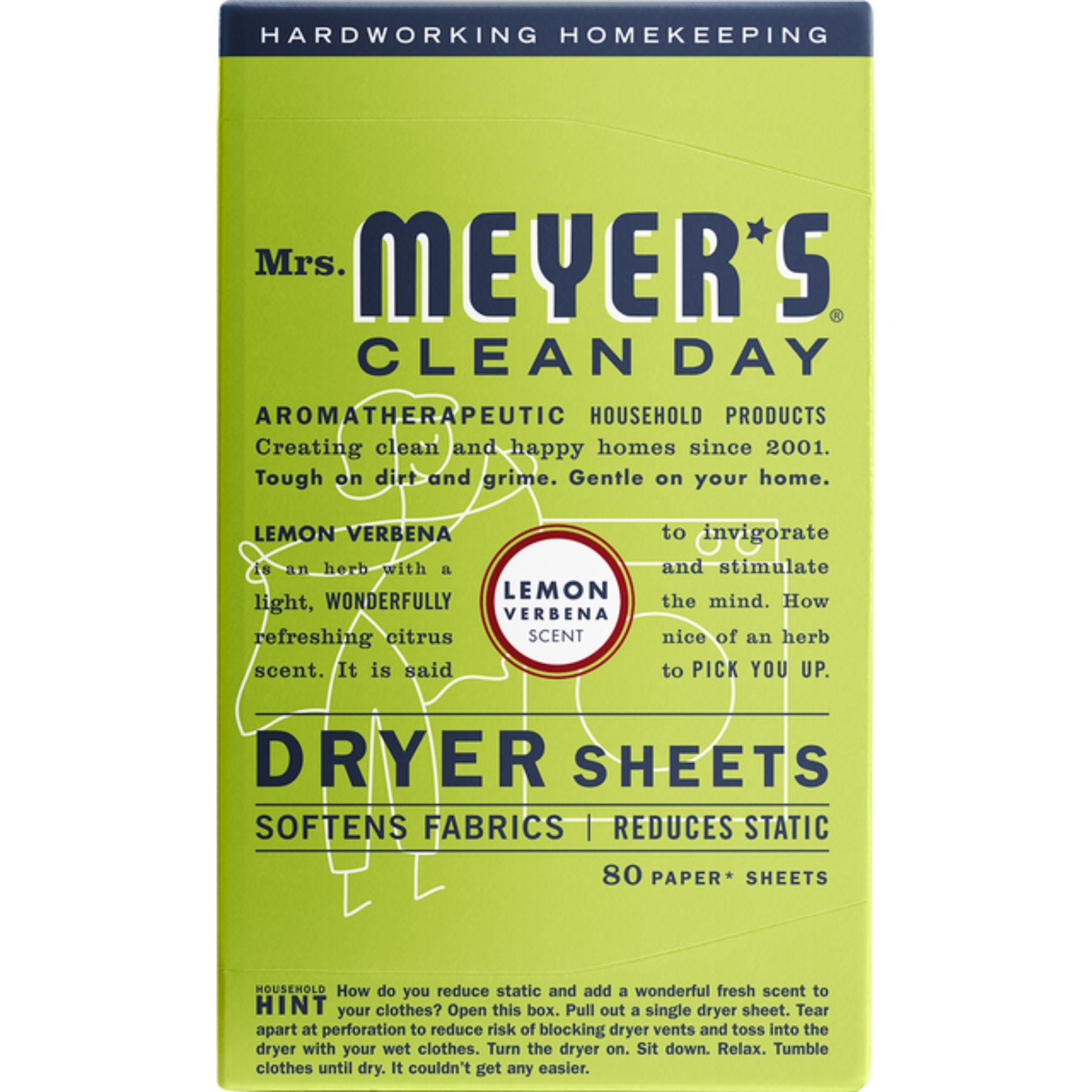 Mrs Meyer's Lemon Verbena Dryer Sheets 80ct