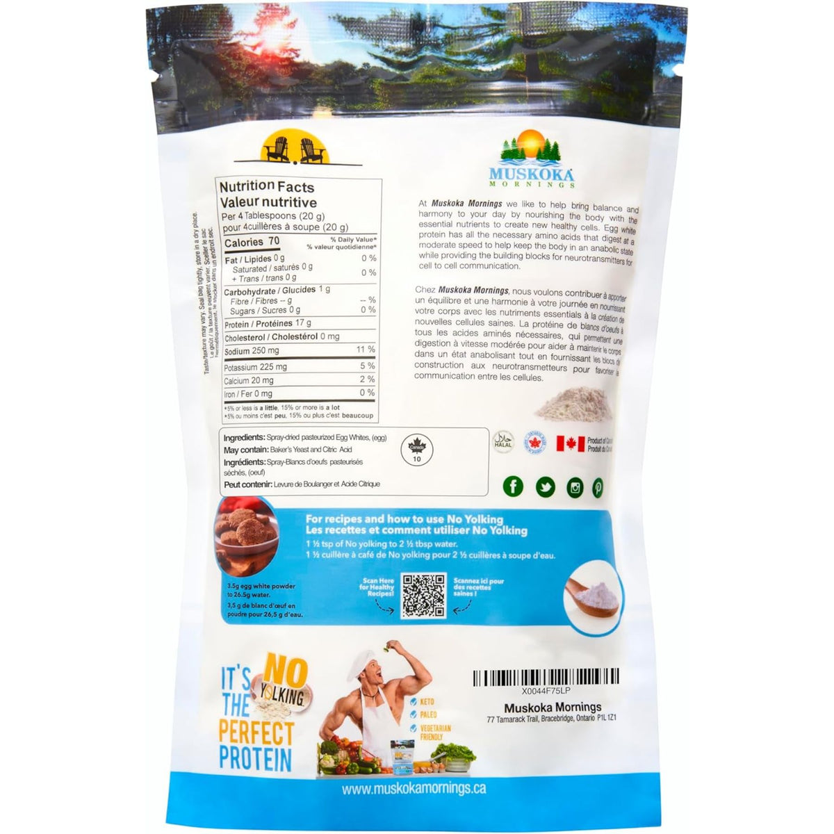 Muskoka Mornings No Yolking 100% Egg White Protein Powder 500g