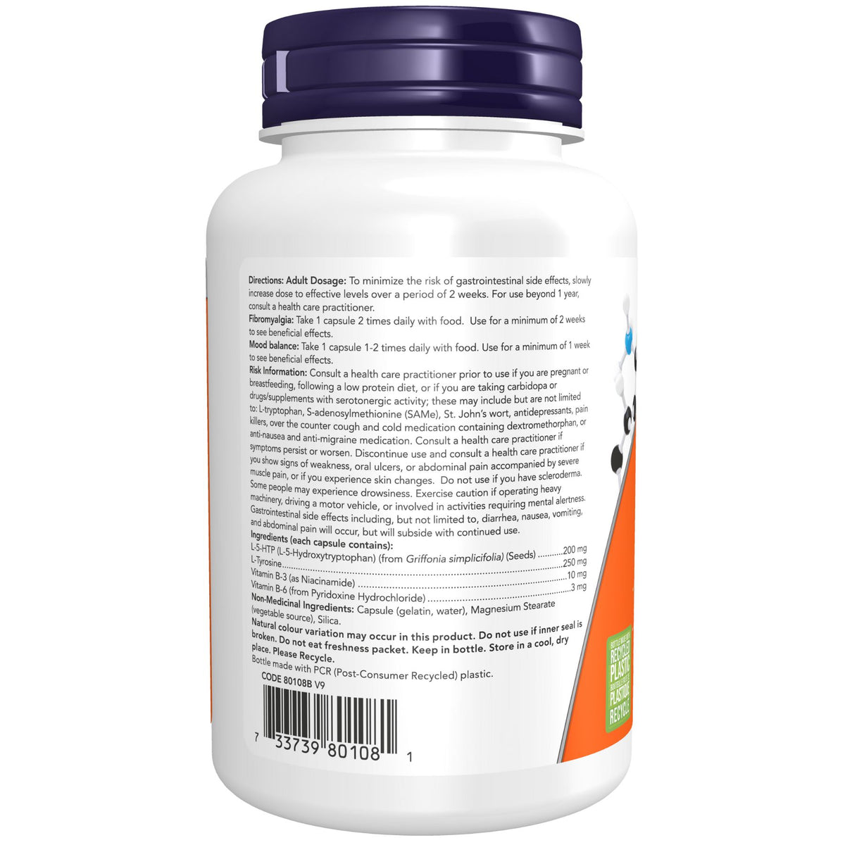 NOW 5-HTP 200mg with Tyrosine Capsules 60s
