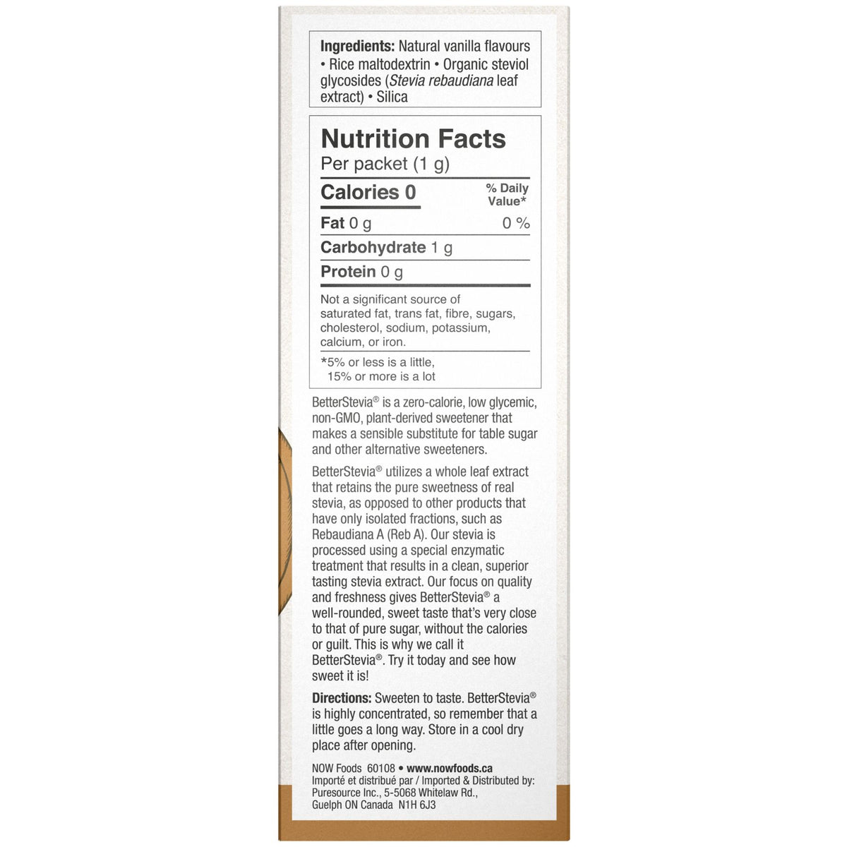 NOW BetterStevia French Vanilla Packets 75pk