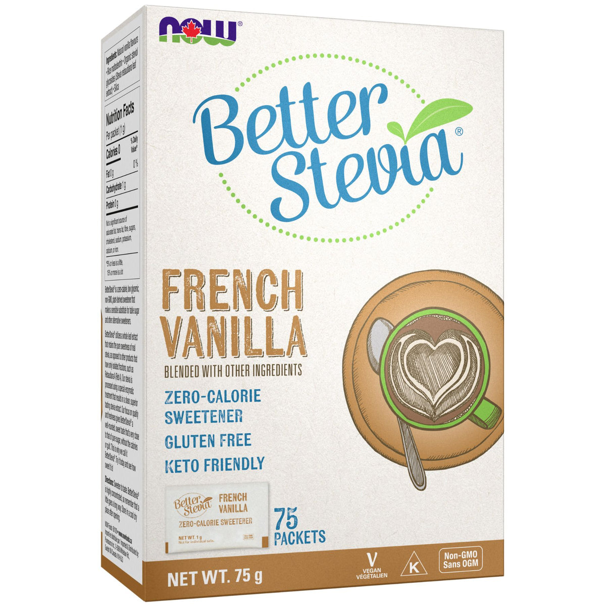 NOW BetterStevia French Vanilla Packets 75pk