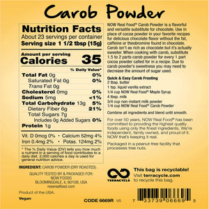 NOW Carob Powder, Dry Roasted 340g