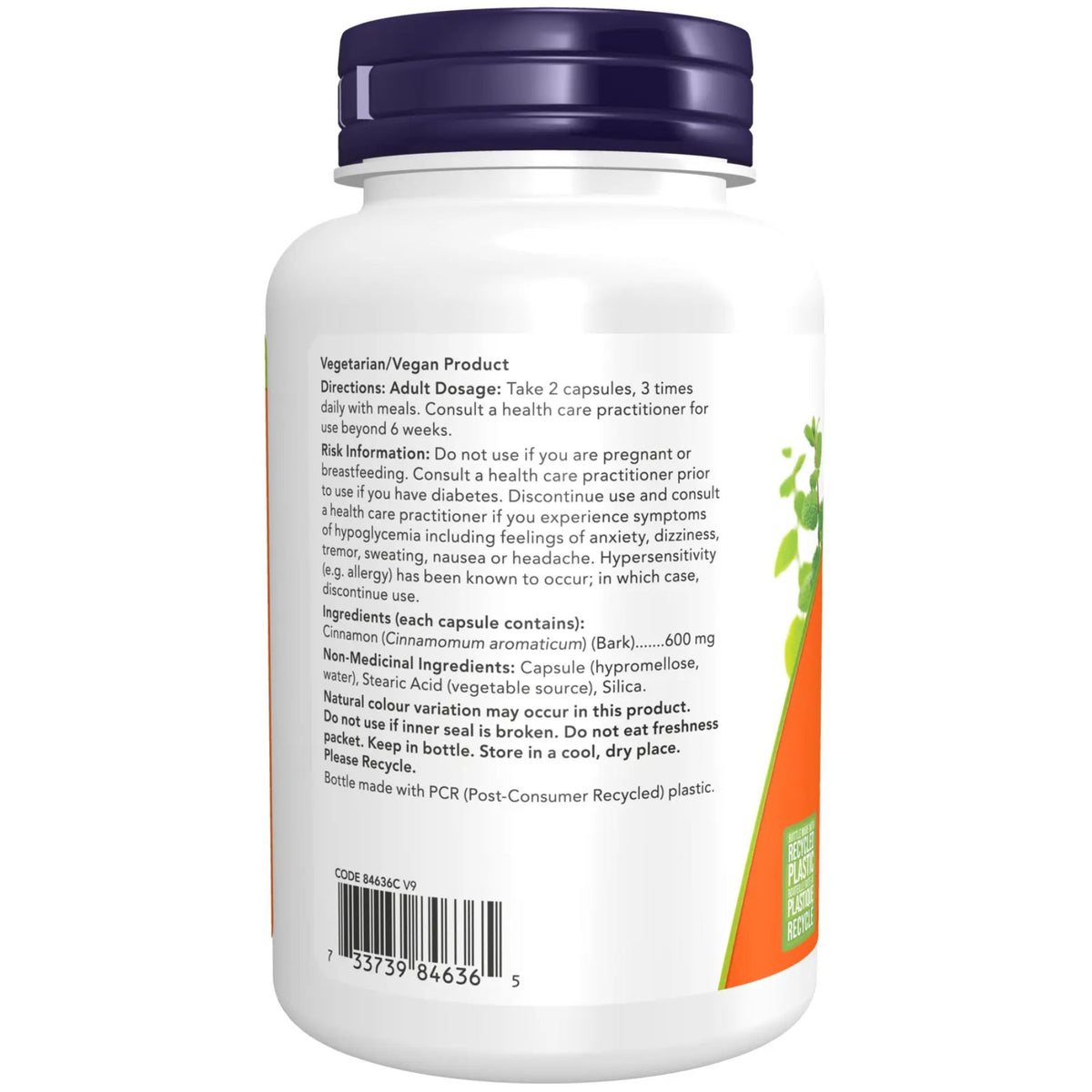 NOW Cinnamon 600mg Capsules 120s