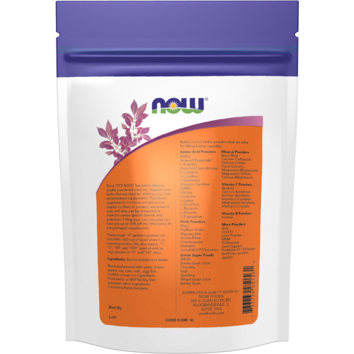 NOW Empty Veg Capsules Double "00" 250s