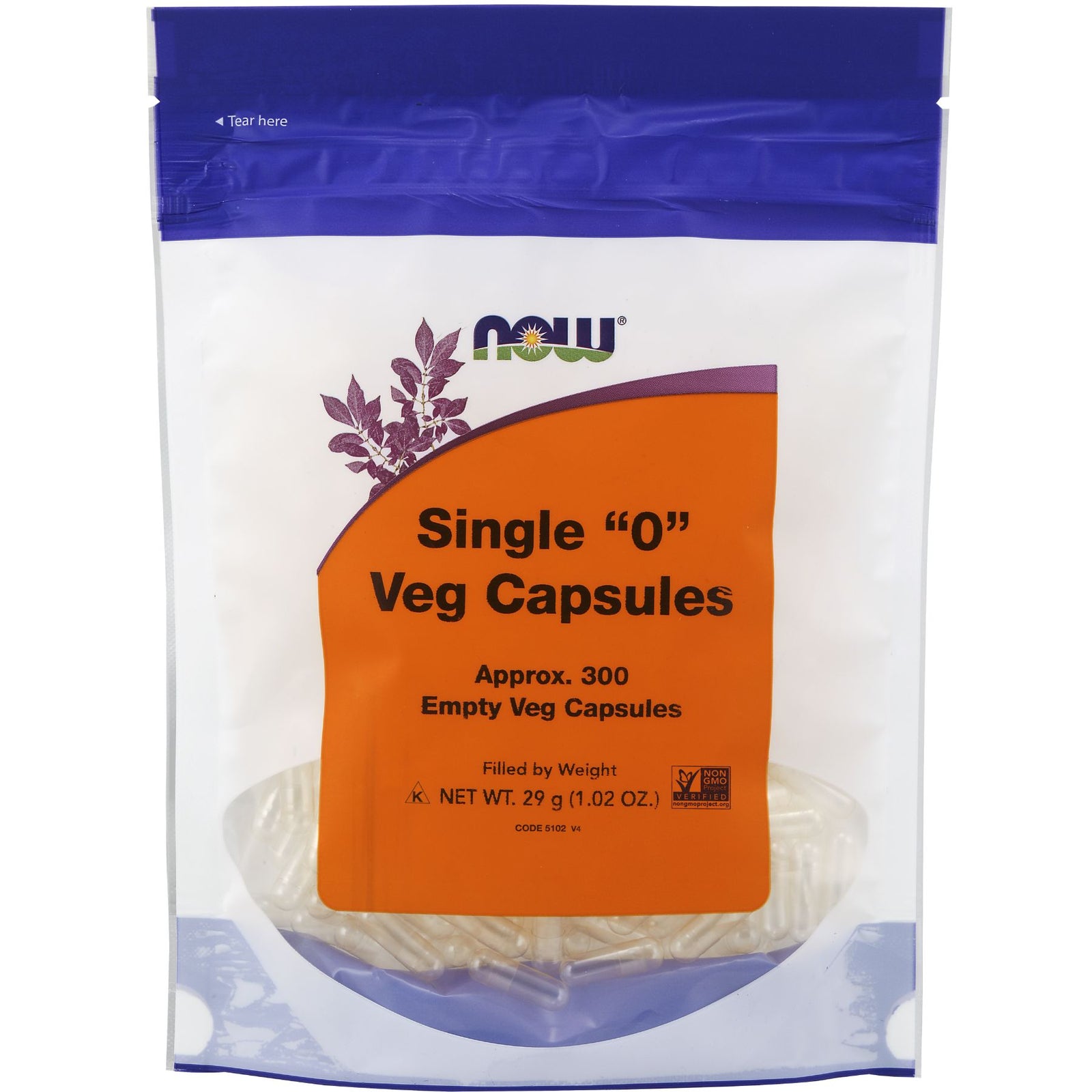 NOW Empty Veg Capsules Single "0" 300s