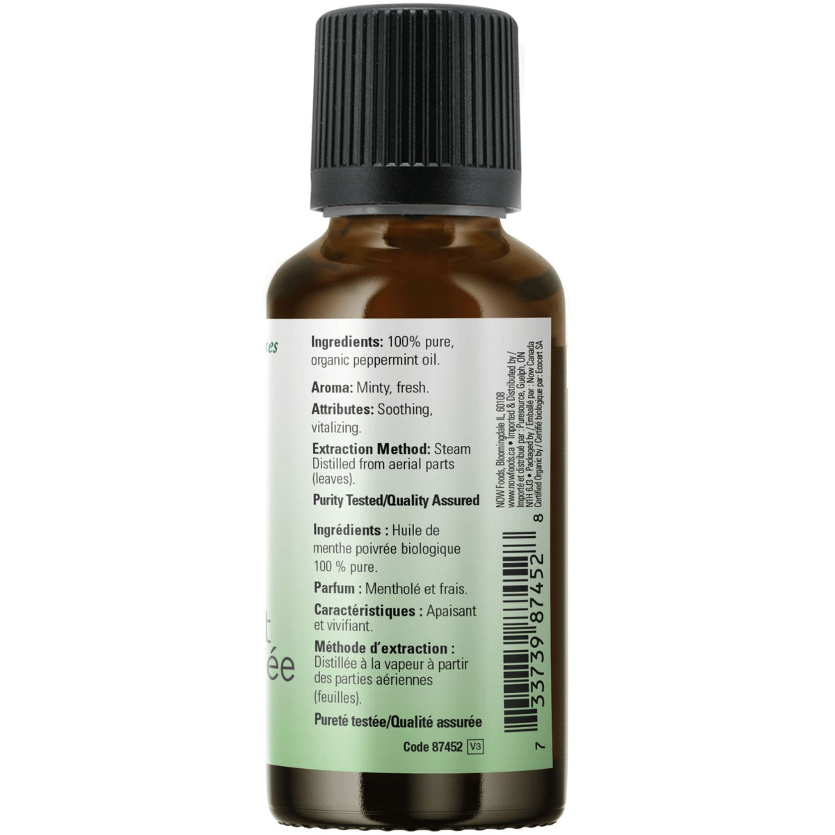 NOW 100% Pure Organic Peppermint Essential Oil 30mL