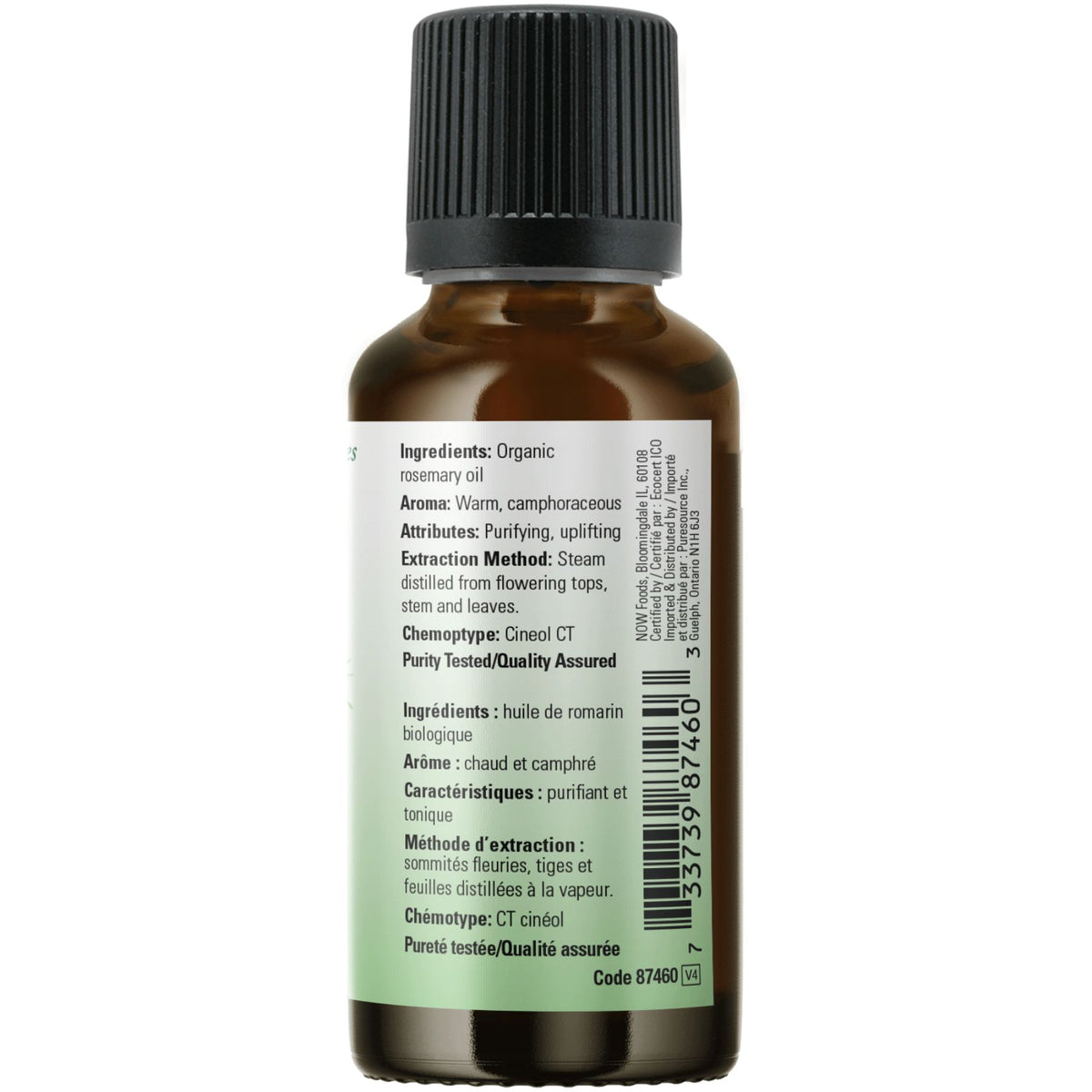 NOW 100% Pure Organic Rosemary Essential Oil 30mL