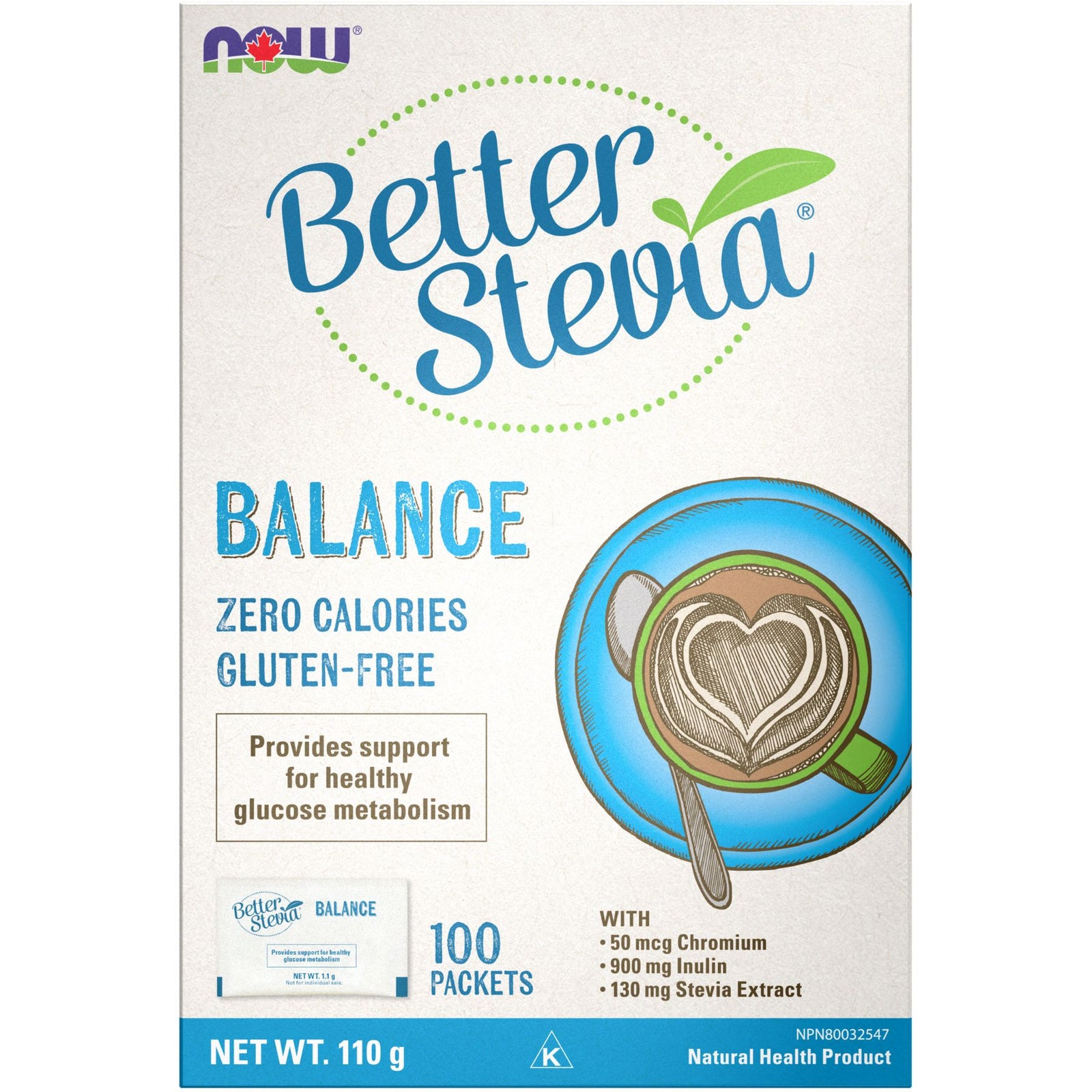 NOW BetterStevia Balance with Chromium & Inulin Packets 100pk