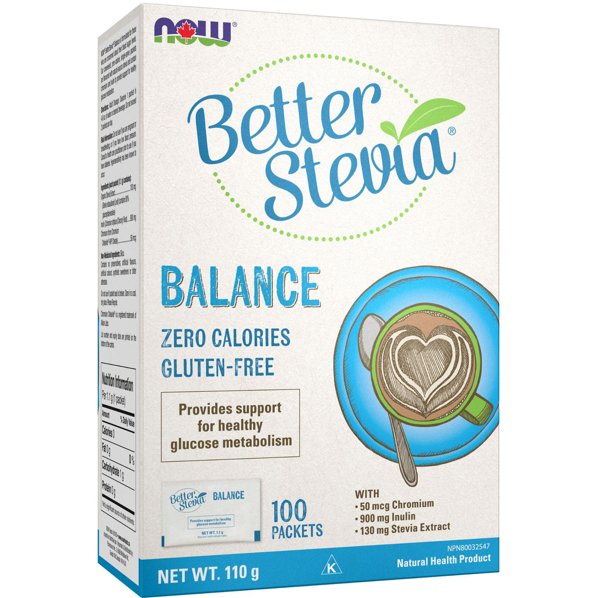 NOW BetterStevia Balance with Chromium & Inulin Packets 100pk