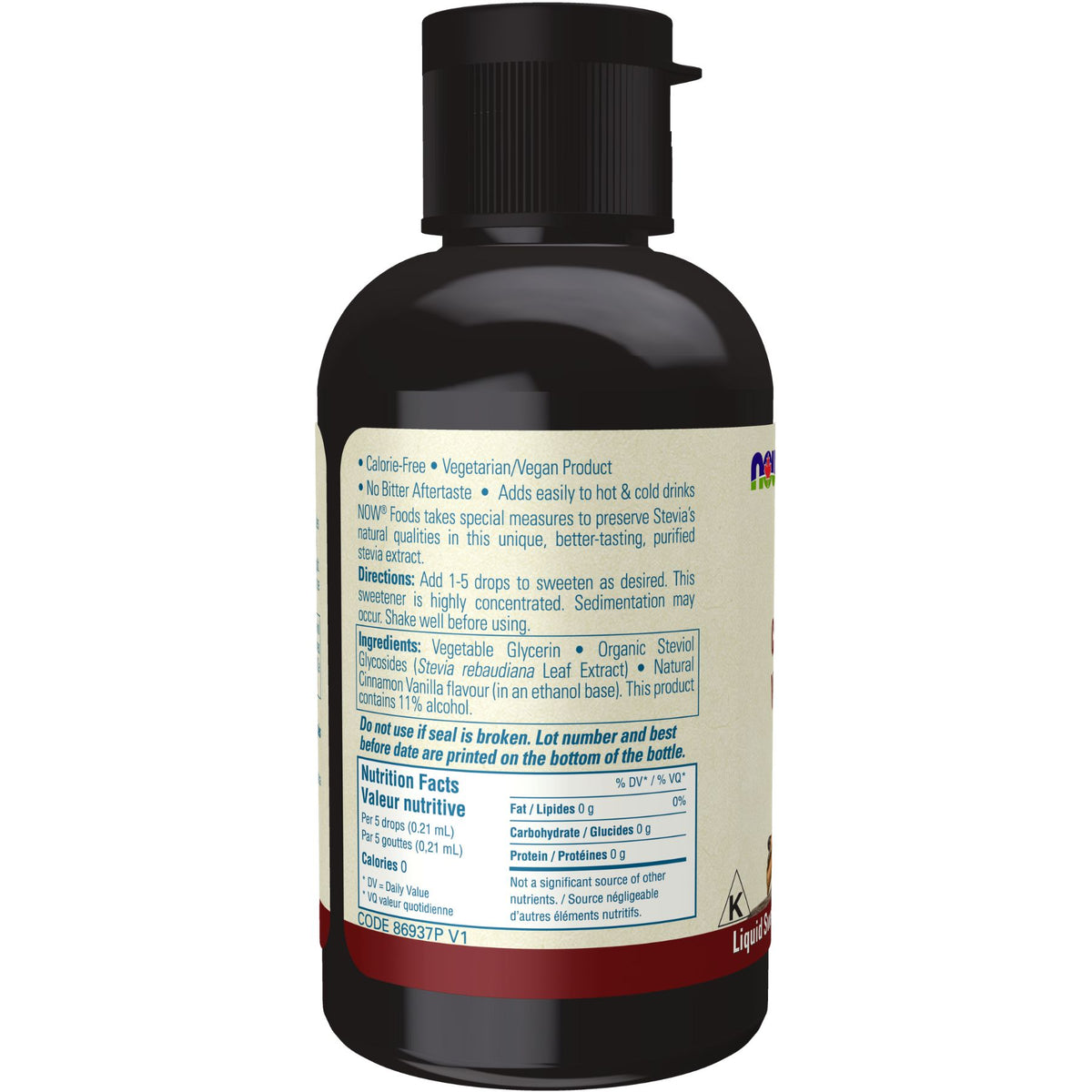 NOW BetterStevia Cinnamon Vanilla Liquid Sweetener 60mL