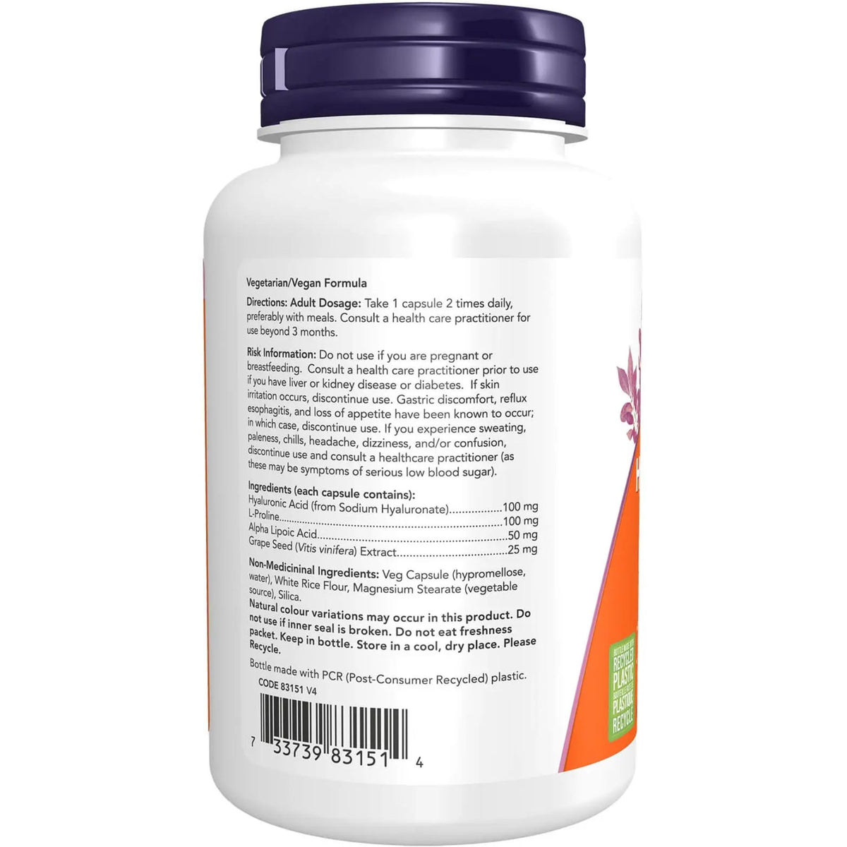 NOW Hyaluronic Acid 100mg Capsules 120s