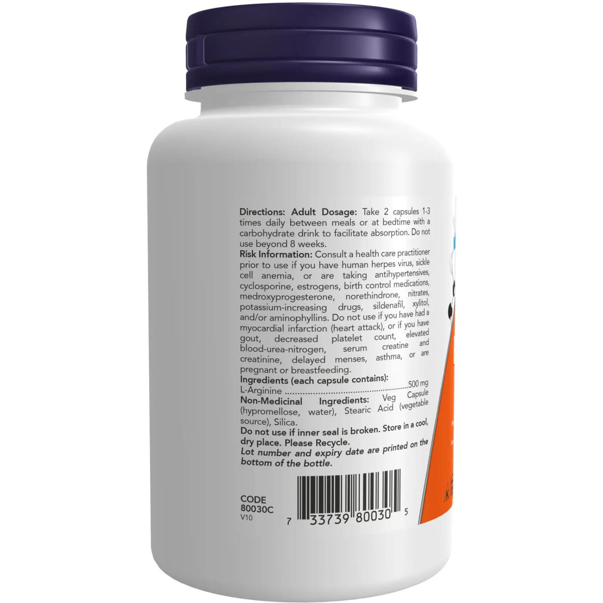 NOW L-Arginine 500mg Capsules 100s