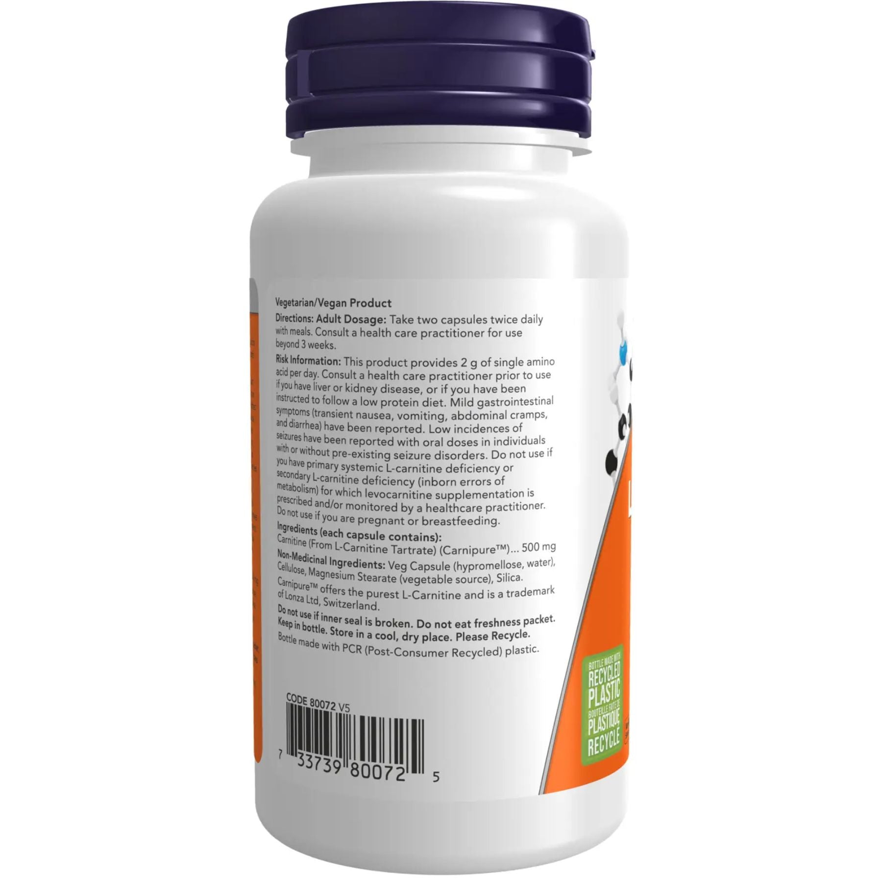 NOW L-Carnitine 500mg Capsules 60s - Fiddleheads Health and Nutrition NOW L-Carnitine 500mg Capsules 60s - Fiddleheads Health and Nutrition