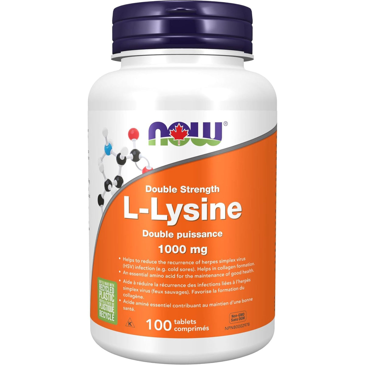 NOW L-Lysine Double Strength 1,000mg Tablets 100s