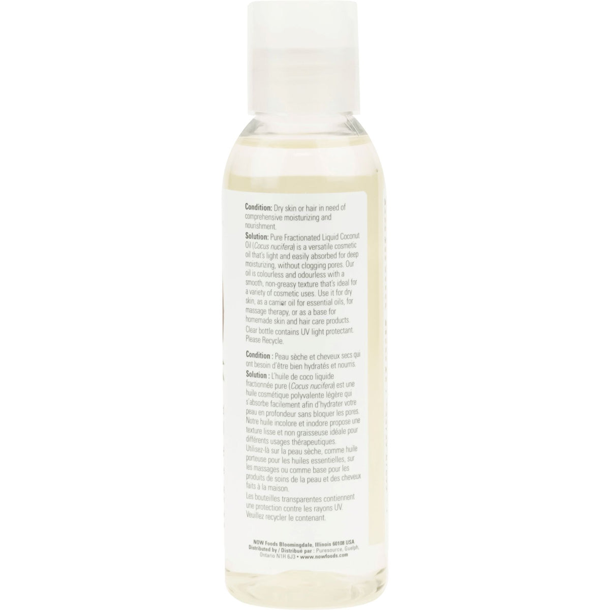NOW Fractionated Liquid Coconut Oil 118mL