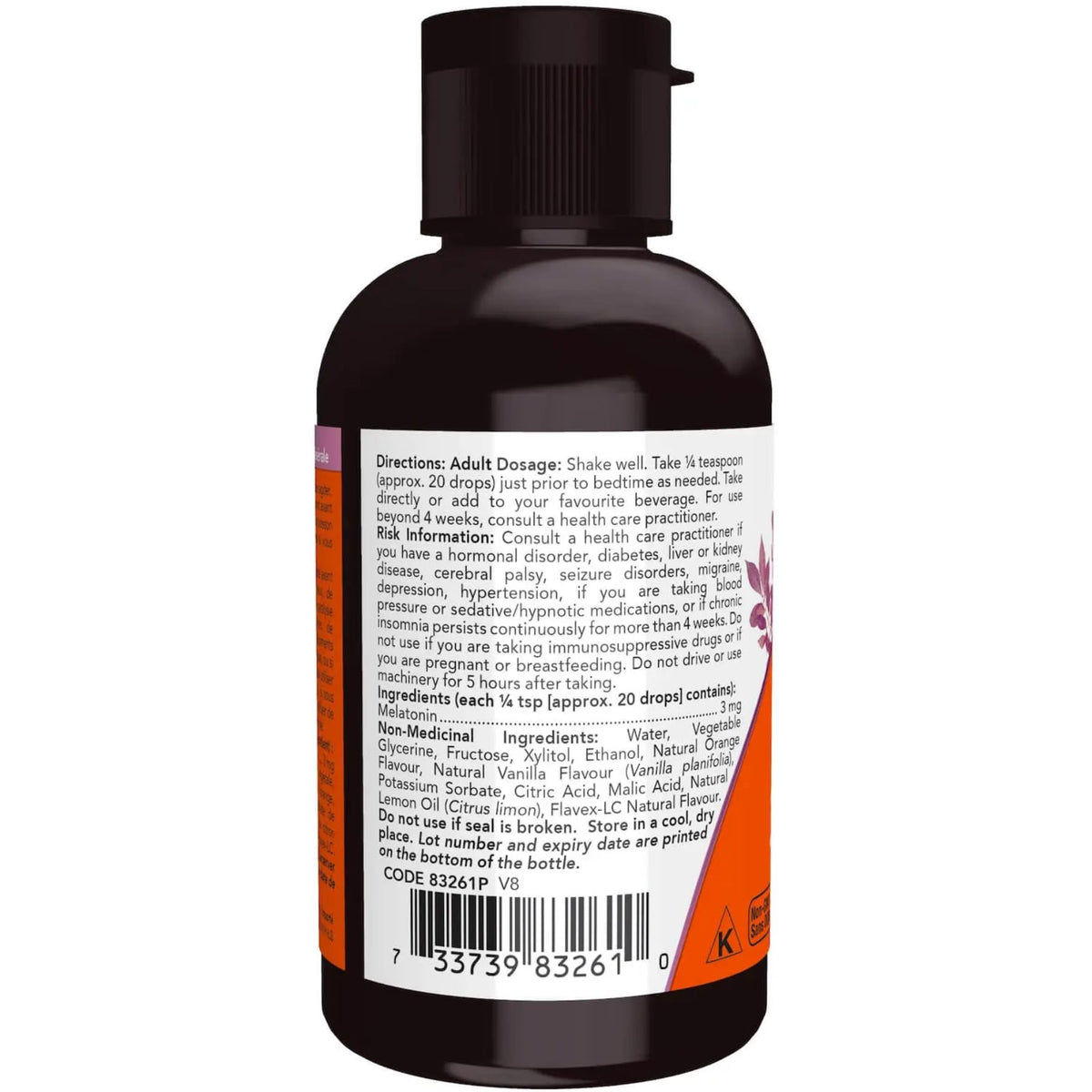 NOW Melatonin Liquid Vanilla Citrus 59mL