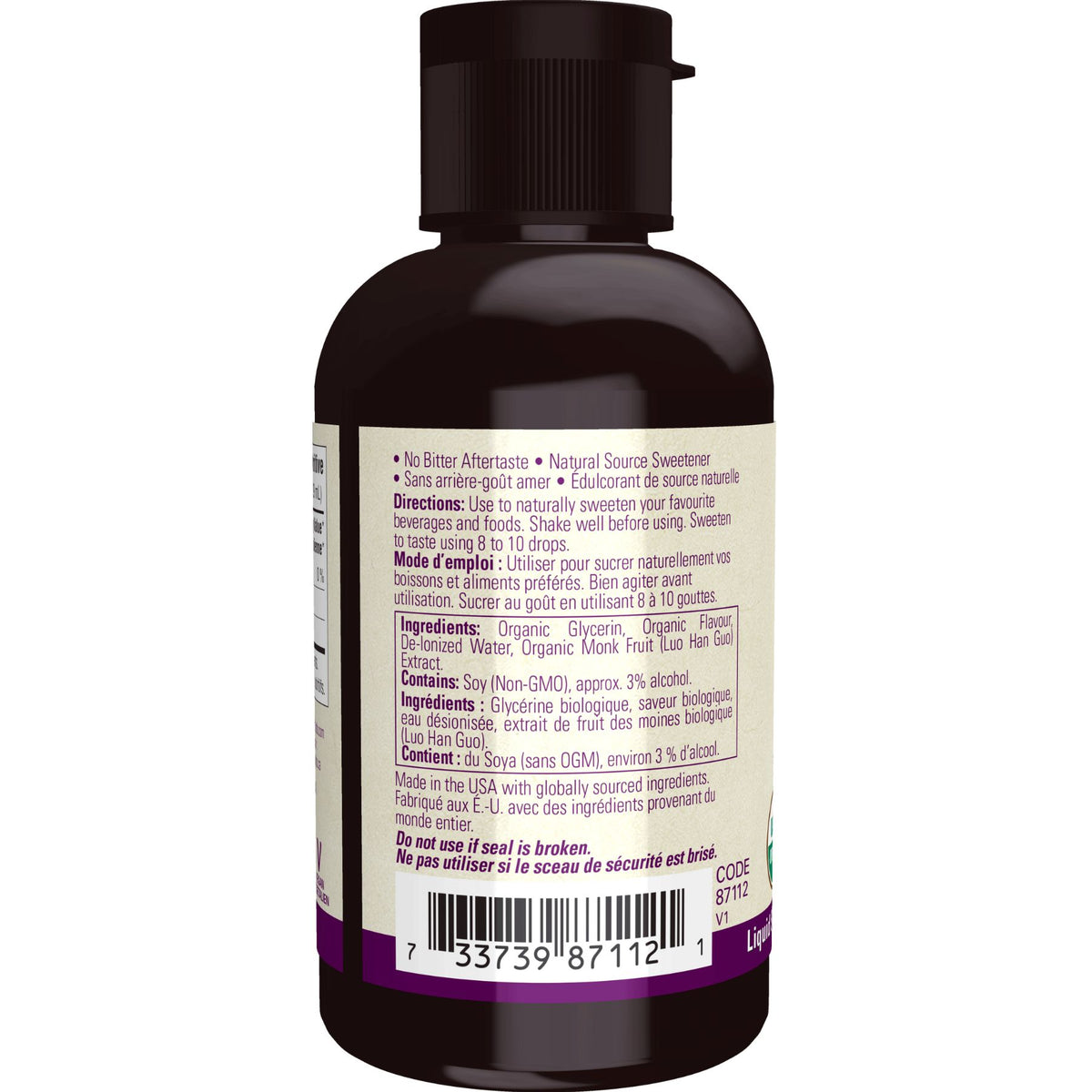 NOW Organic Liquid Monk Fruit, Caramel Flavoured 53mL