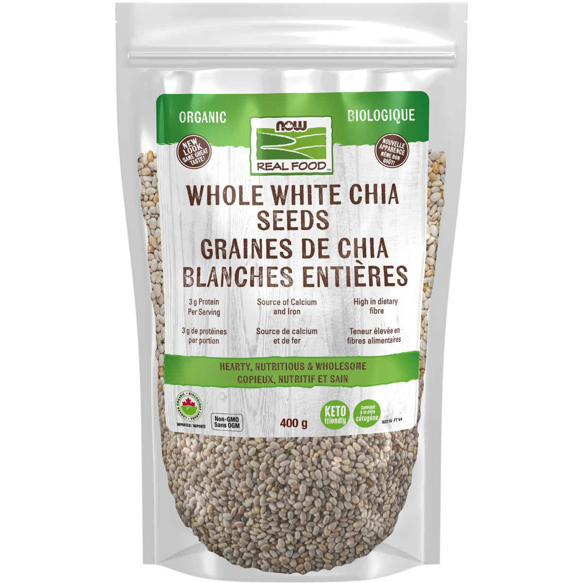 NOW Organic Whole White Chia Seeds 400g
