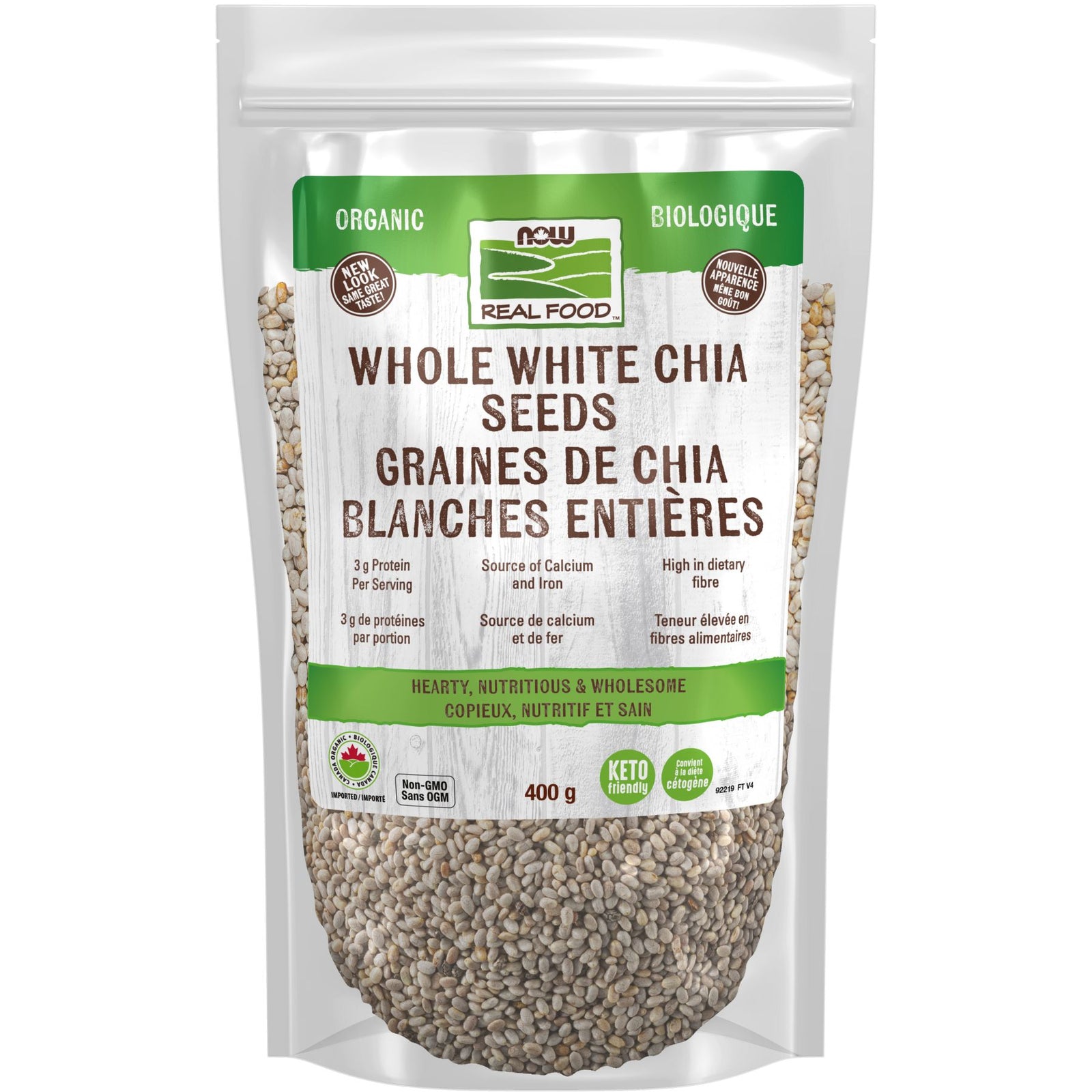 NOW Organic Whole White Chia Seeds 400g