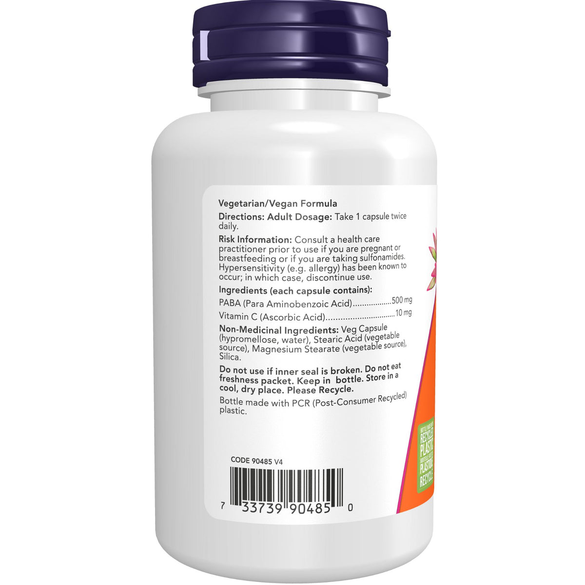 NOW PABA 500mg with Vitamin C 100s