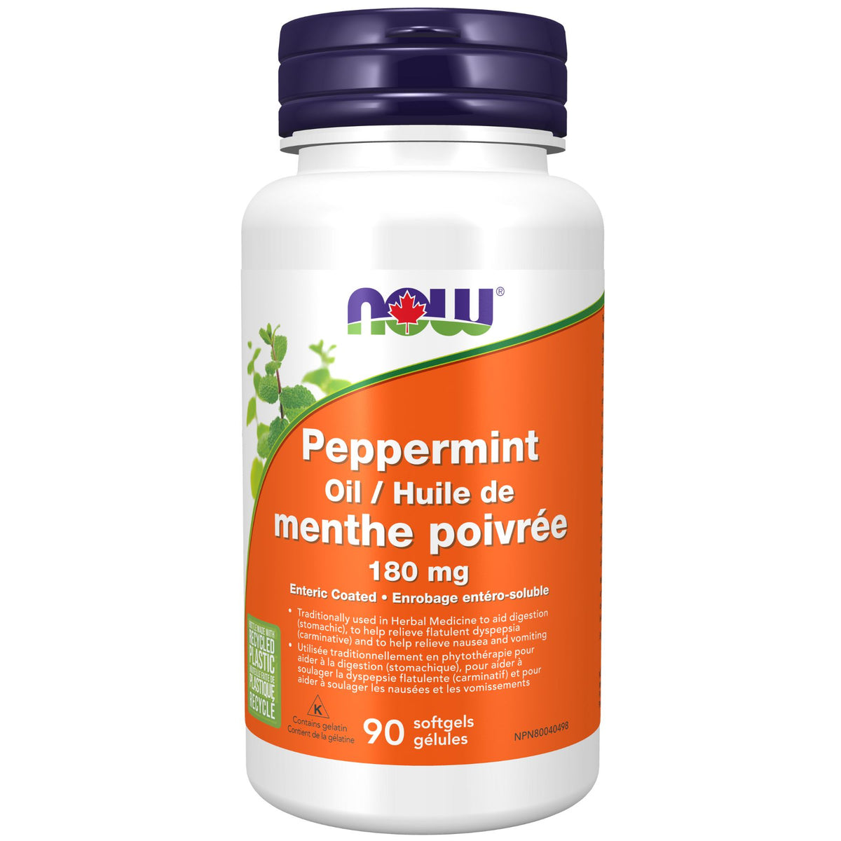 NOW Peppermint Oil 180mg Softgels 90s
