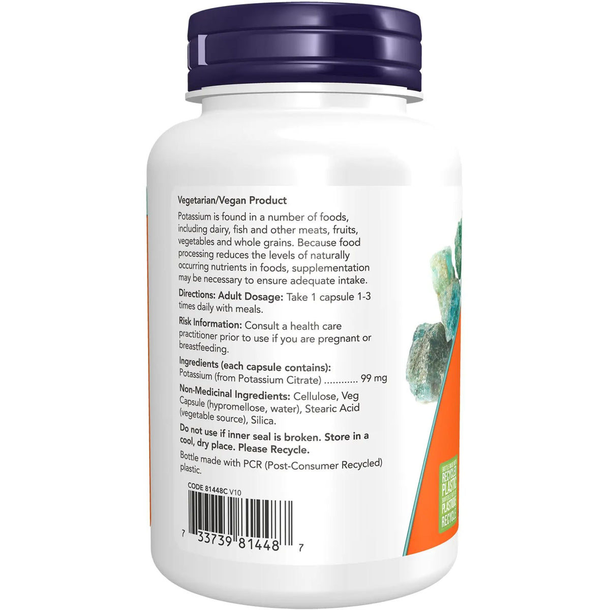 NOW Potassium Citrate 99mg Capsules 100s