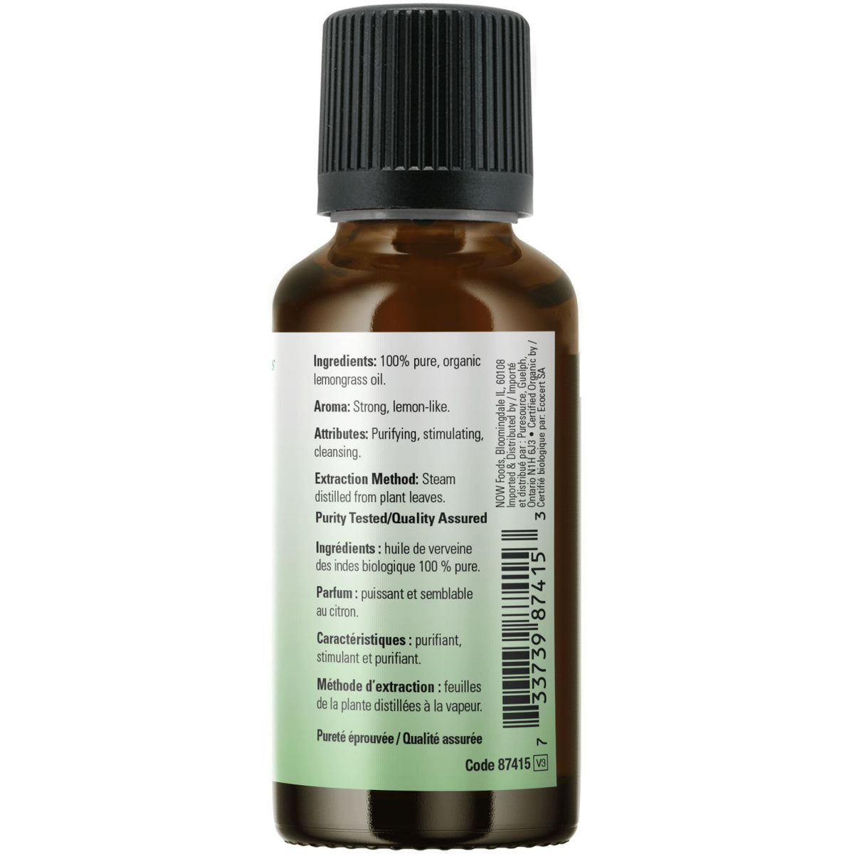NOW 100% Pure Organic Lemongrass Essential Oil 30mL