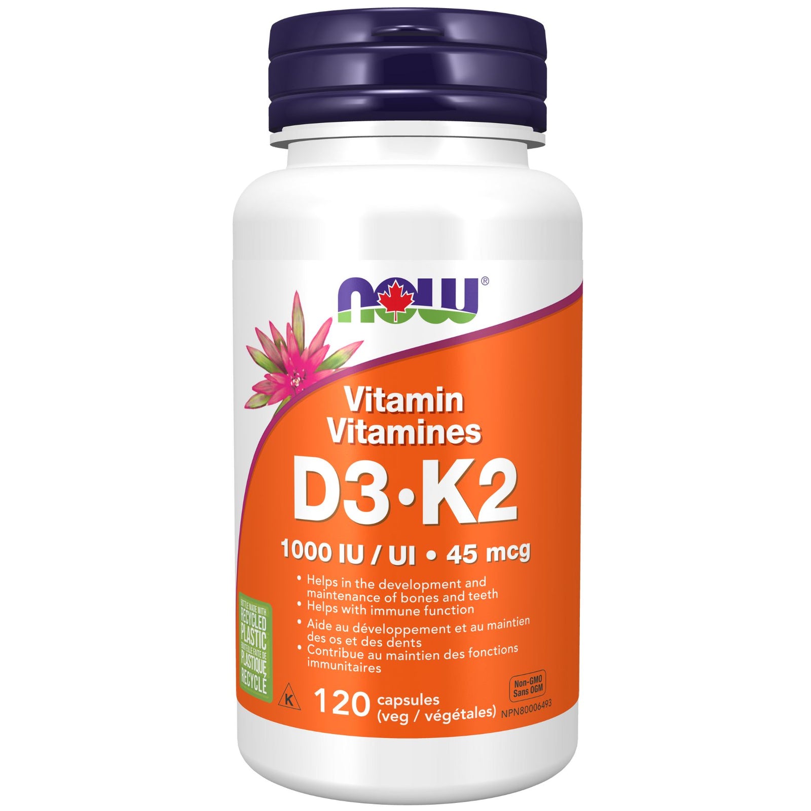 NOW Vitamin D3 & K2 Capsules 120s