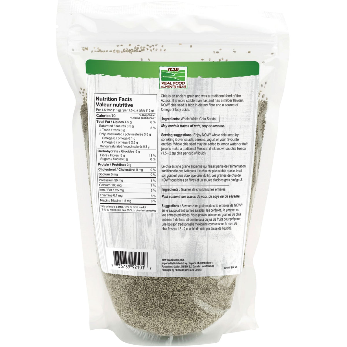 NOW Whole White Chia Seeds 1kg