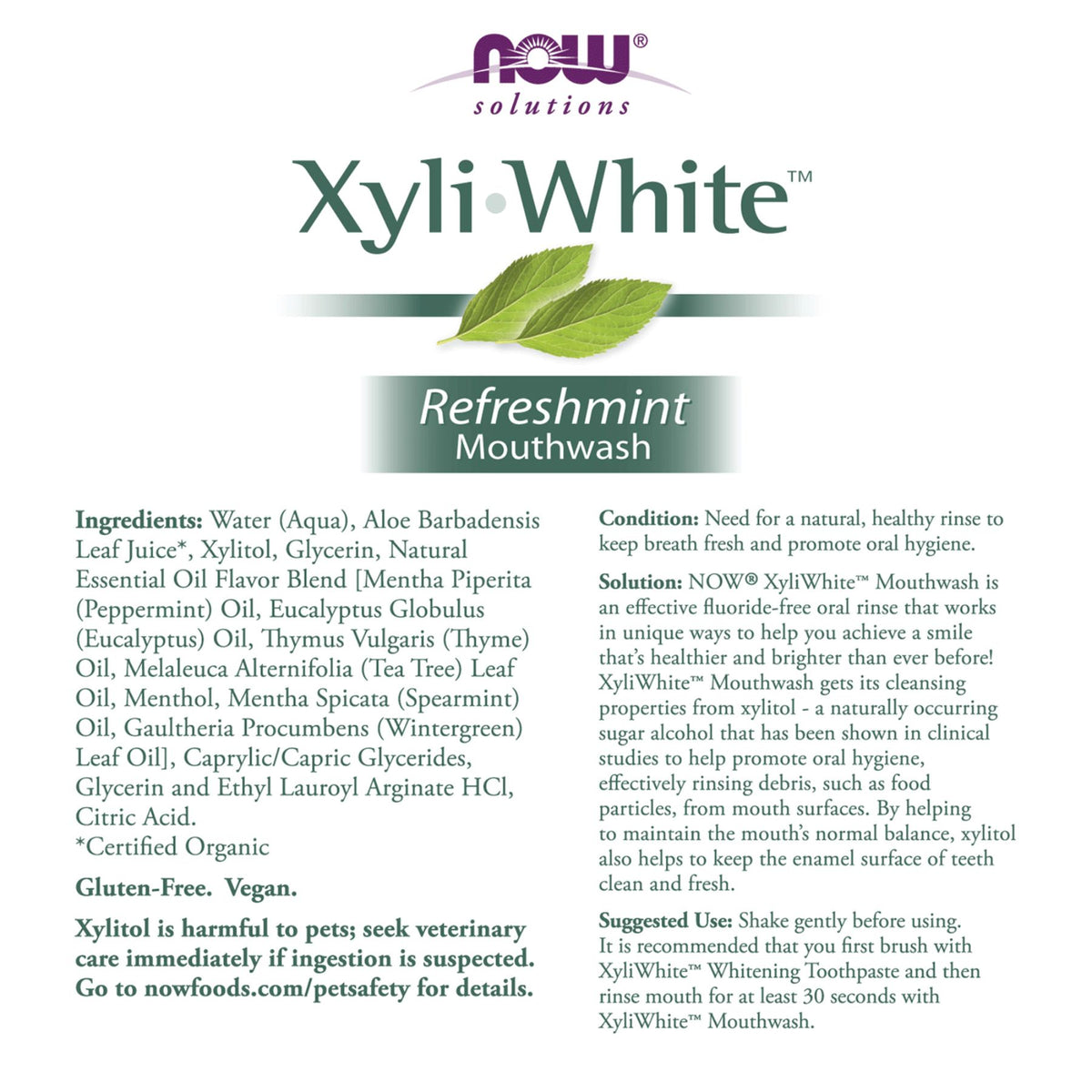 NOW XyliWhite Refreshmint Mouthwash 473mL
