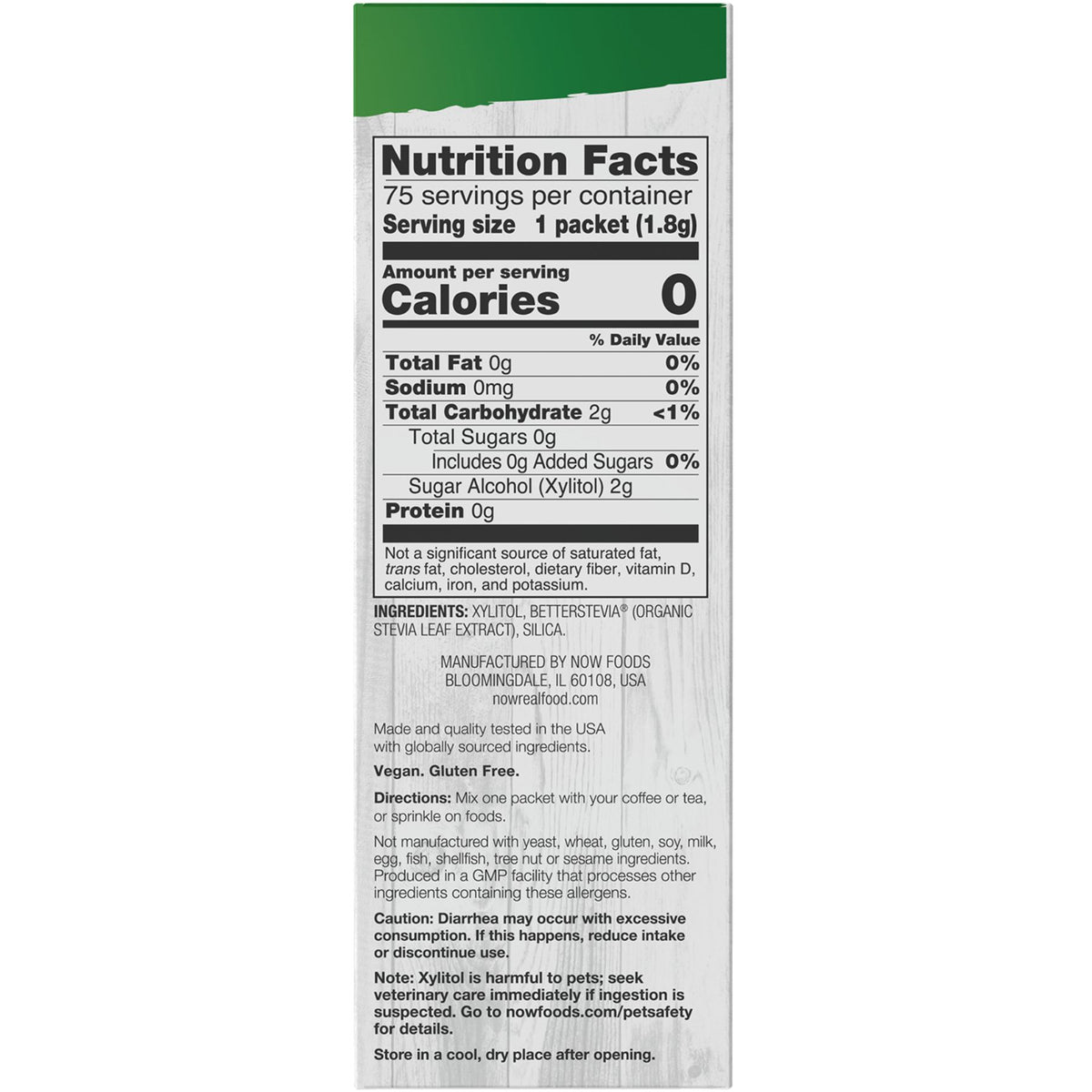 NOW Xylitol Plus Sweetener Packets 75ct