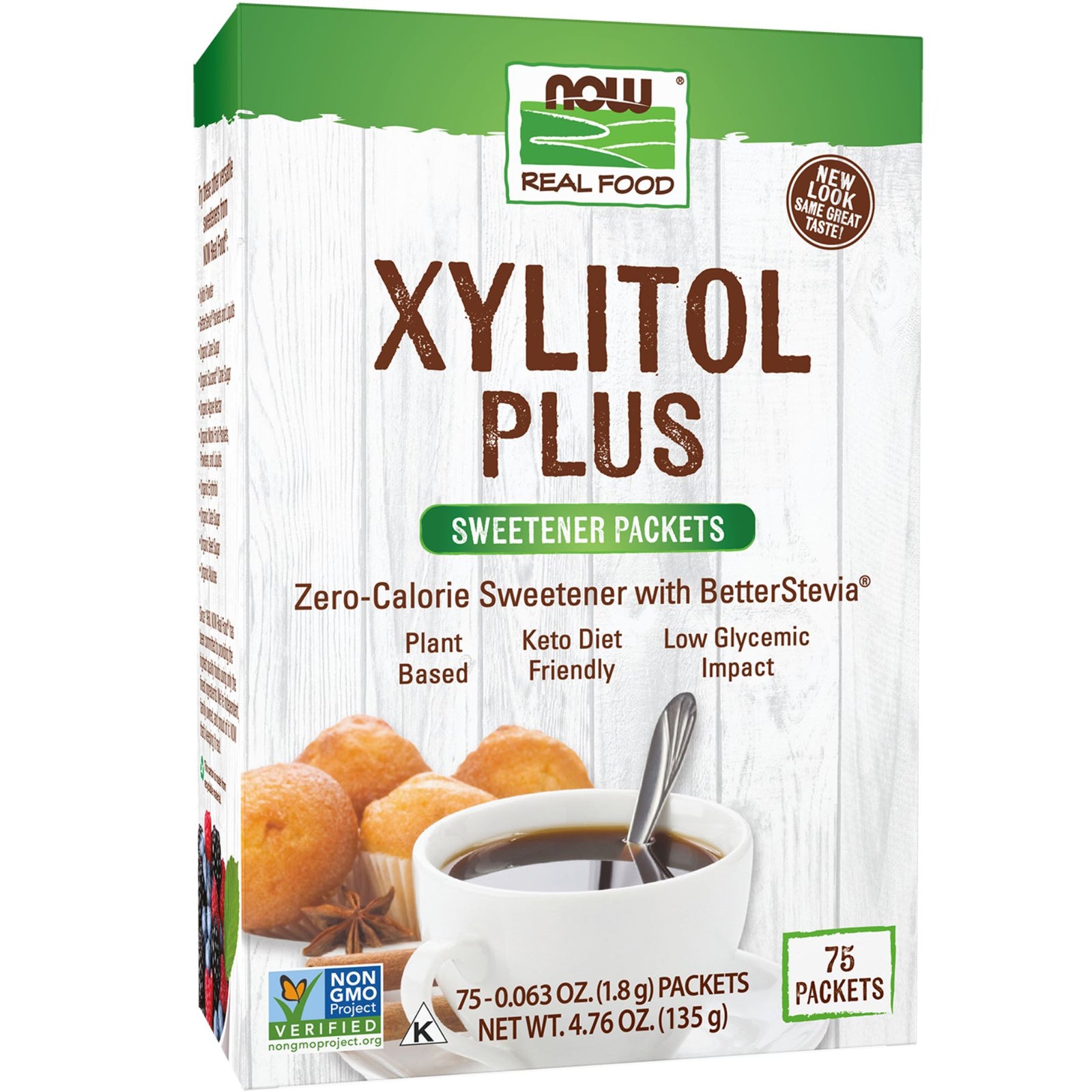 NOW Xylitol Plus Sweetener Packets 75ct