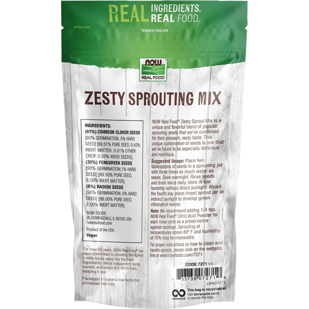 NOW Organic Zesty Sprouting Mix 454g